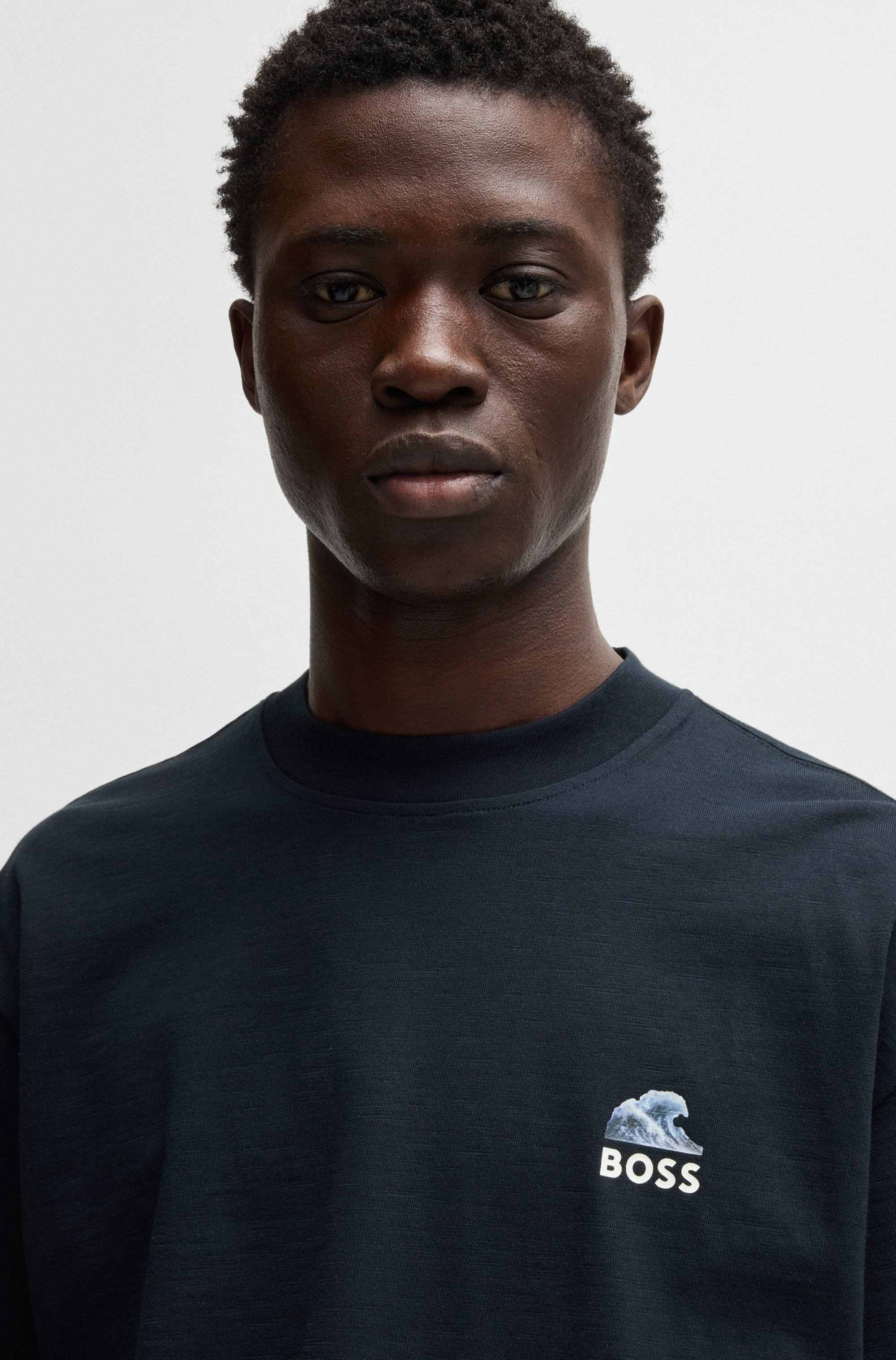 Slub-cotton T-shirt with rear graphic print