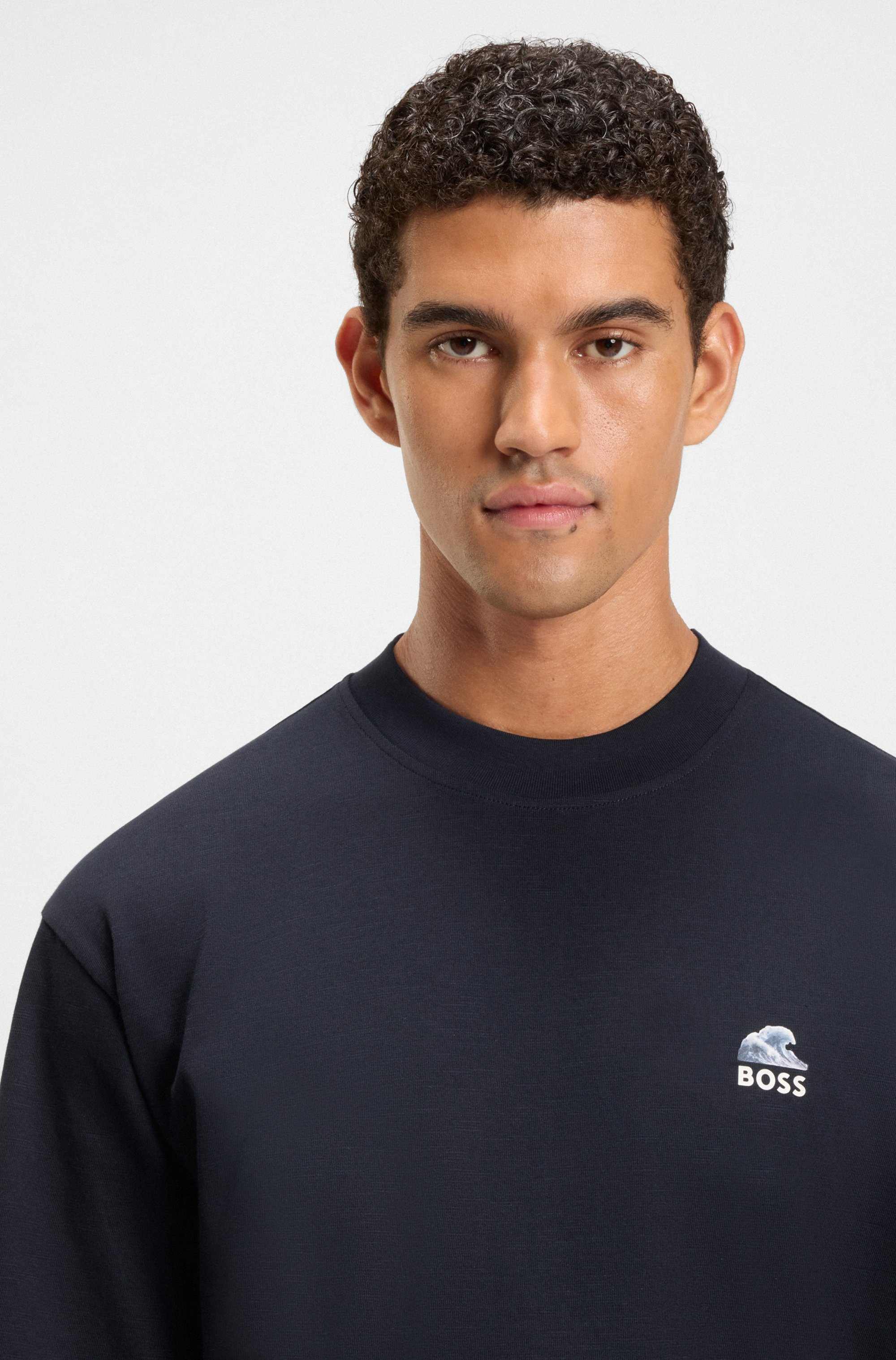 Slub-cotton T-shirt with rear graphic print