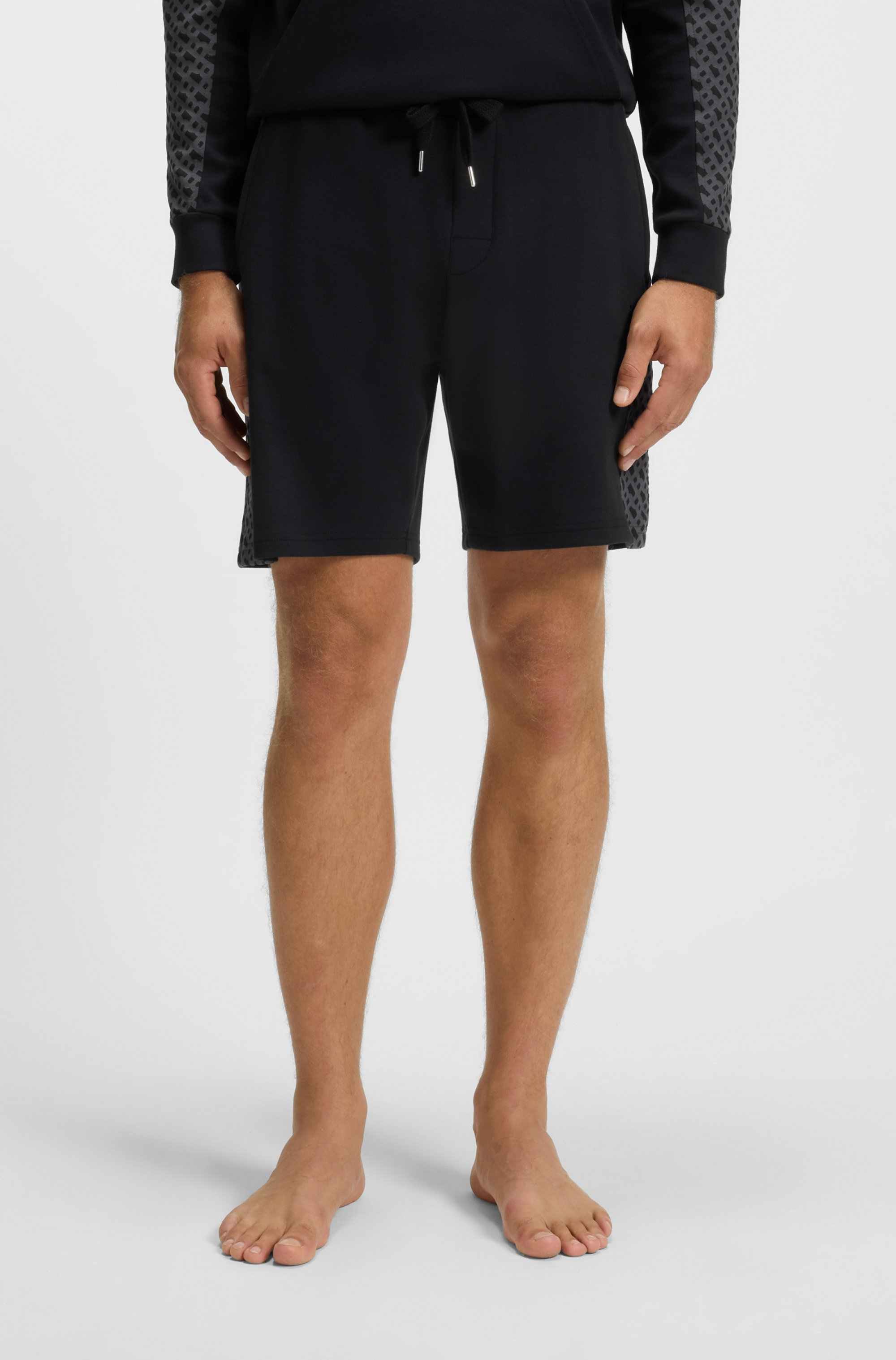 Cotton-blend shorts with monogram-pattern panels