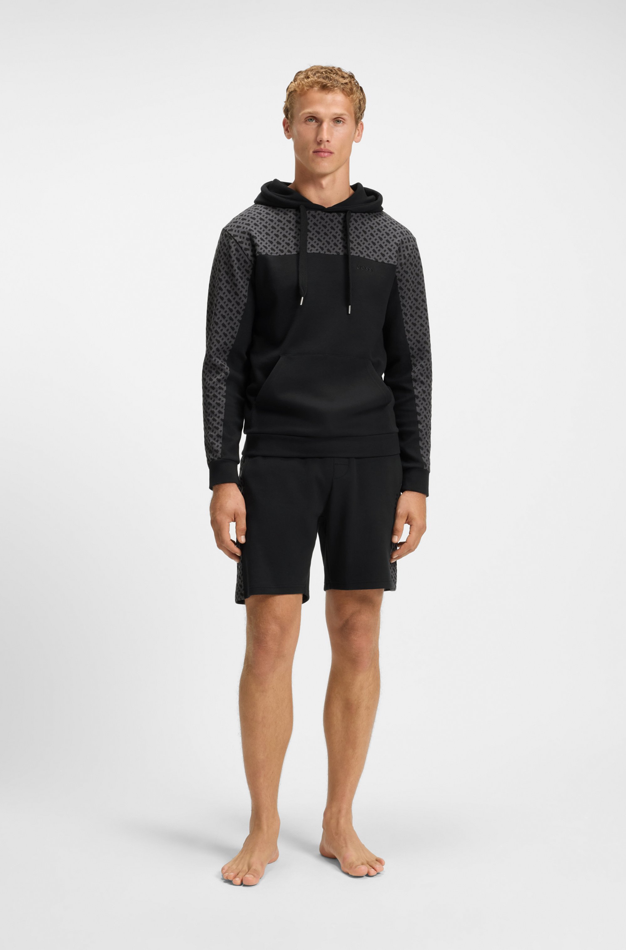 Cotton-blend shorts with monogram-pattern panels