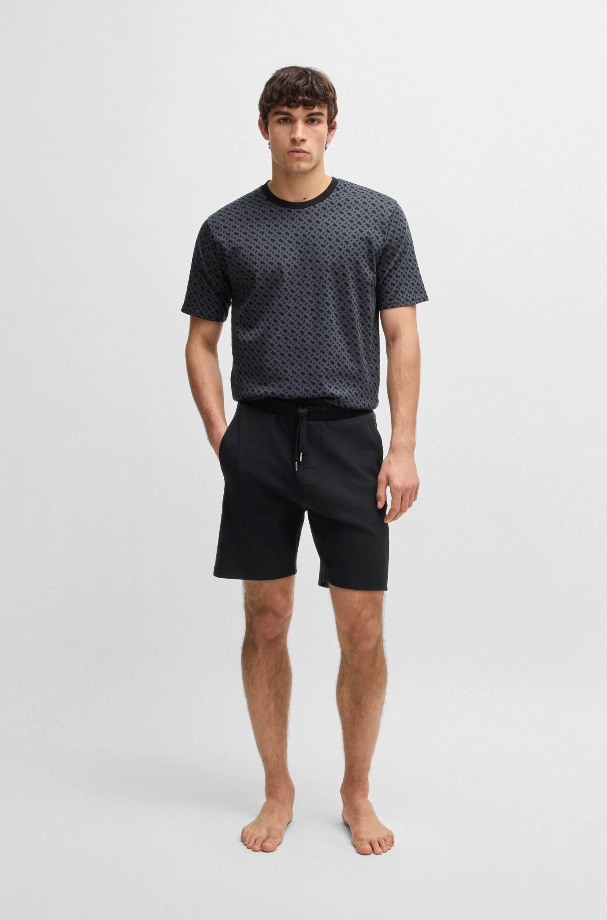Cotton-blend shorts with monogram-pattern panels