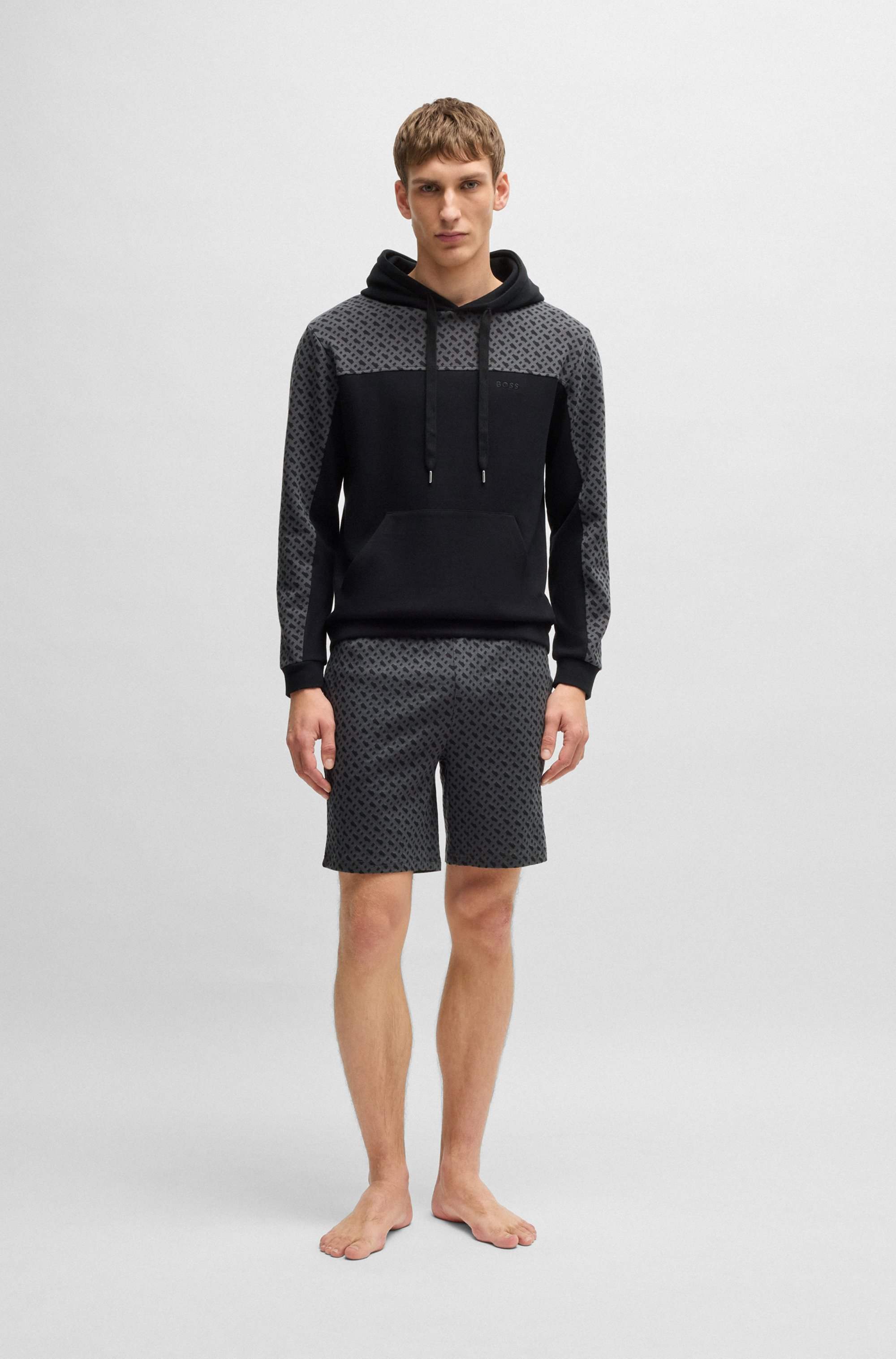 Cotton-blend hoodie with monogram pattern