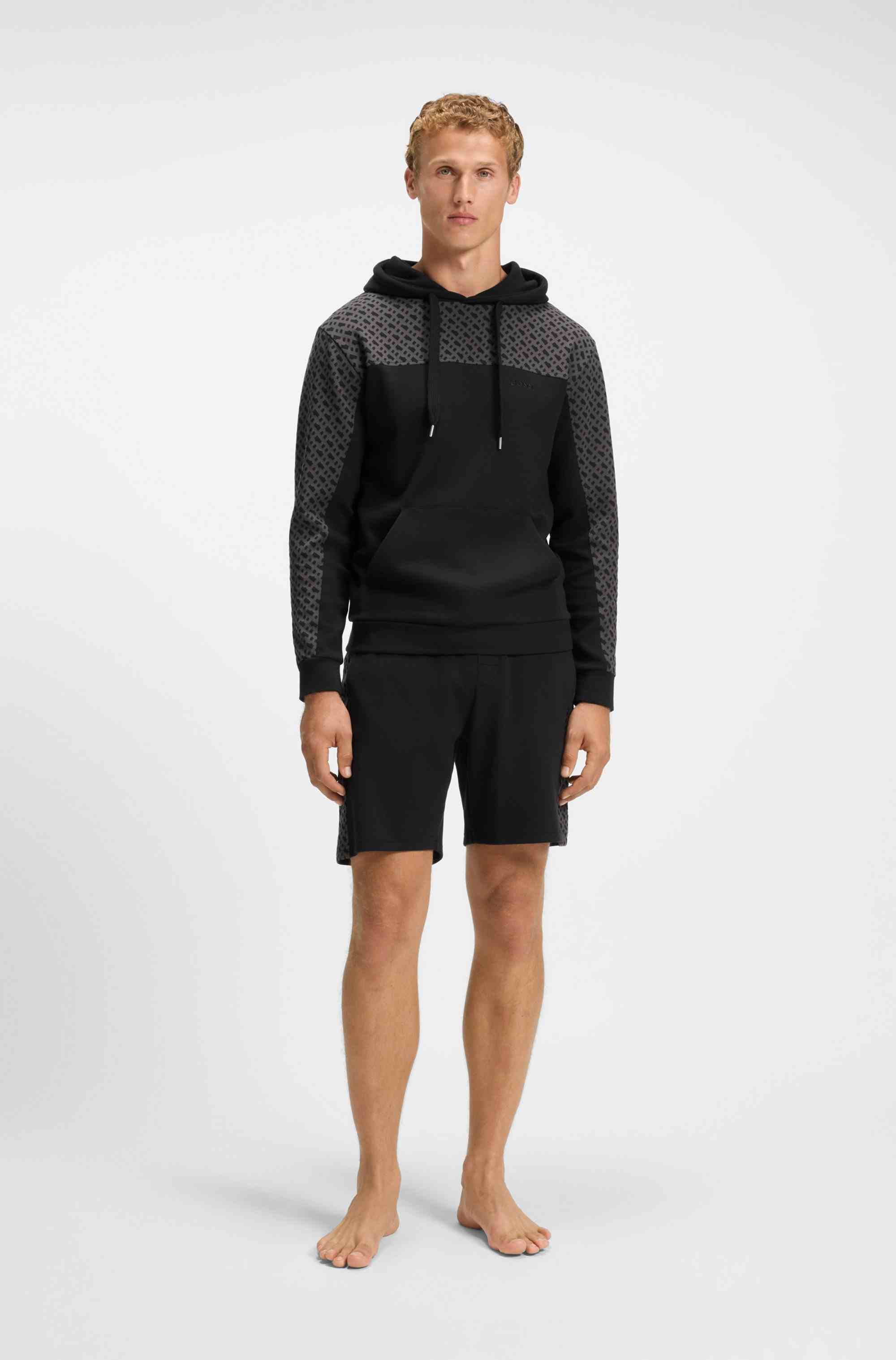 Cotton-blend hoodie with monogram pattern