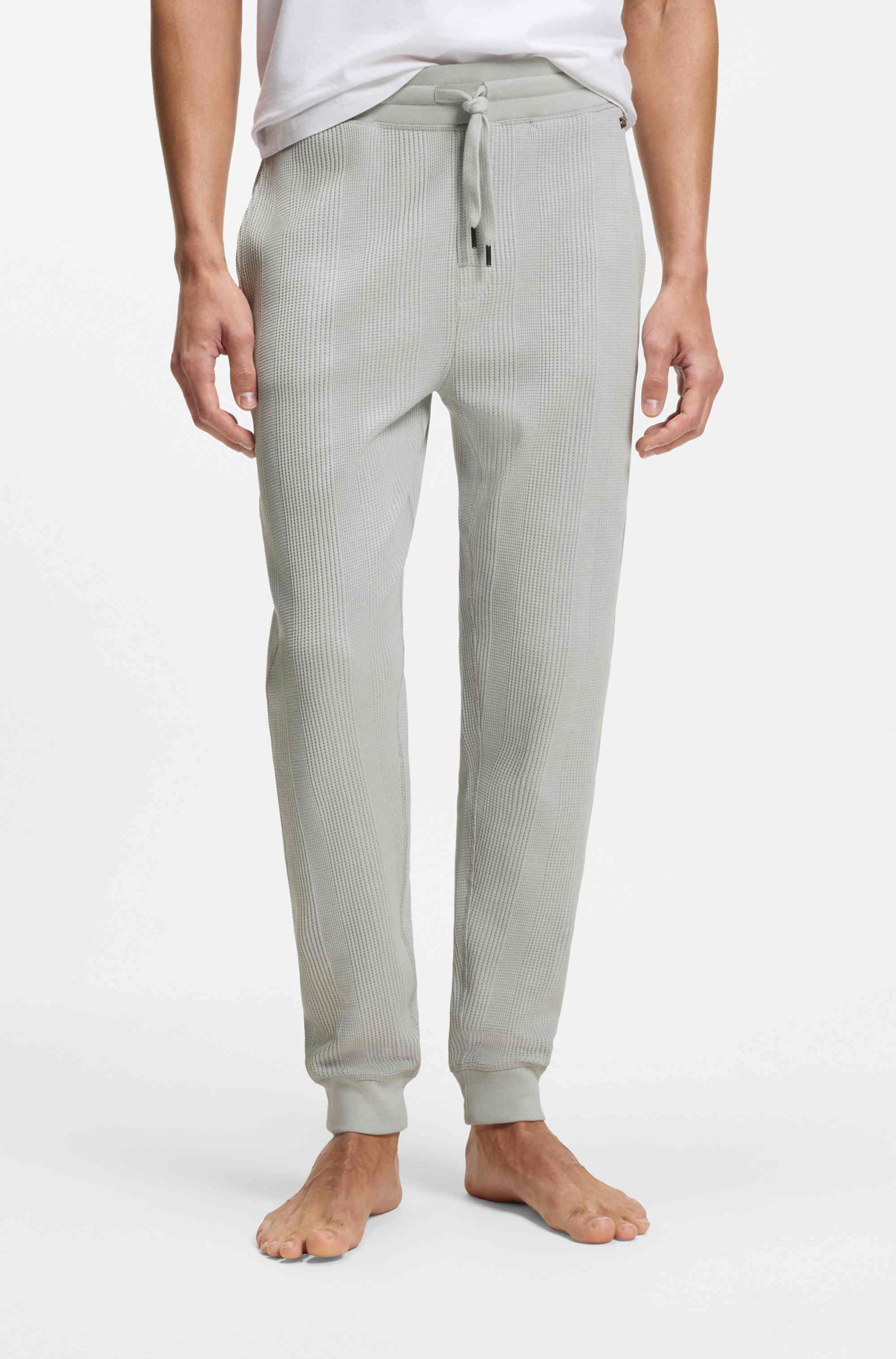 Cotton-blend tracksuit bottoms with waffle structure