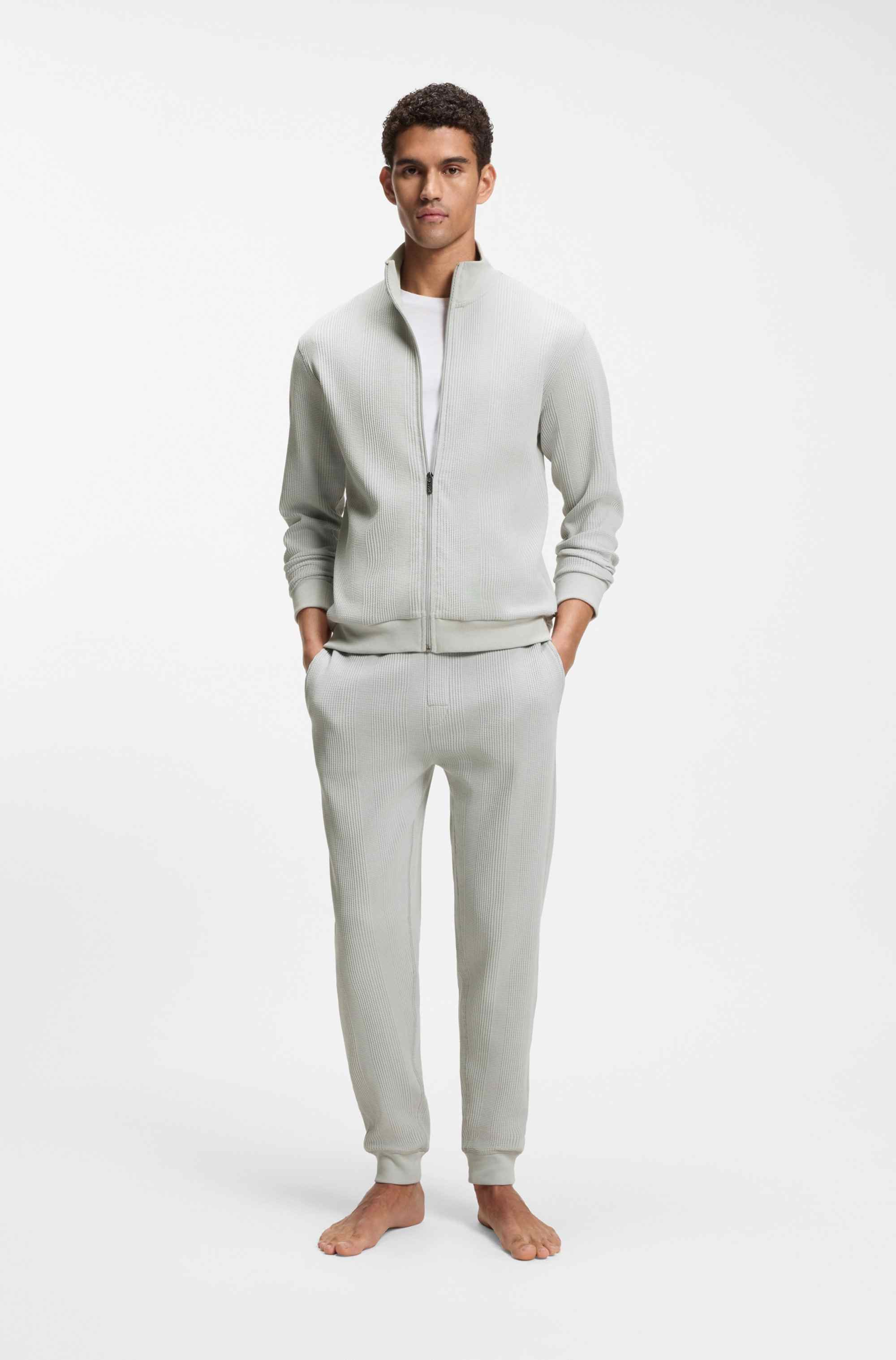 Cotton-blend tracksuit bottoms with waffle structure