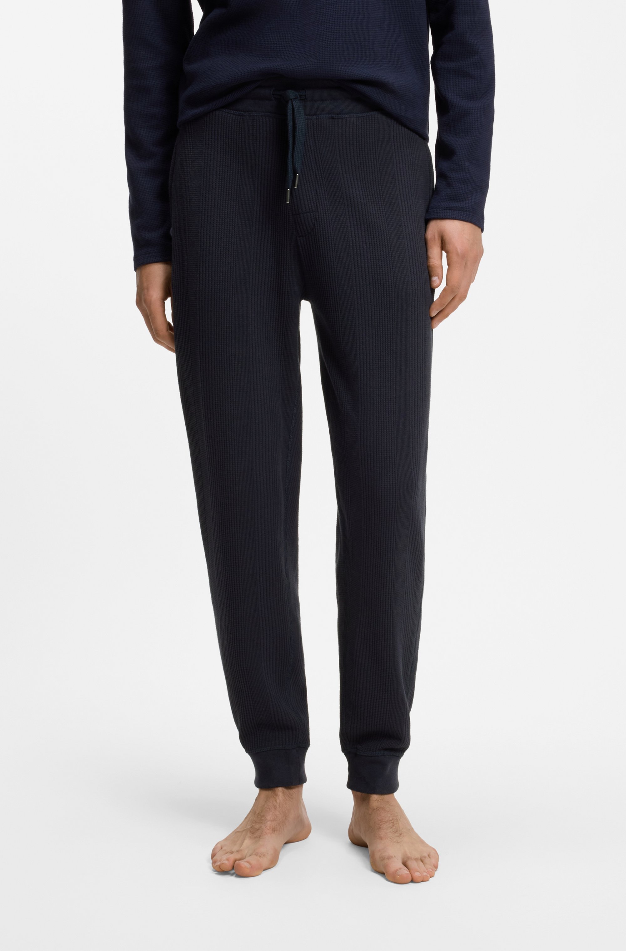 Cotton-blend tracksuit bottoms with waffle structure