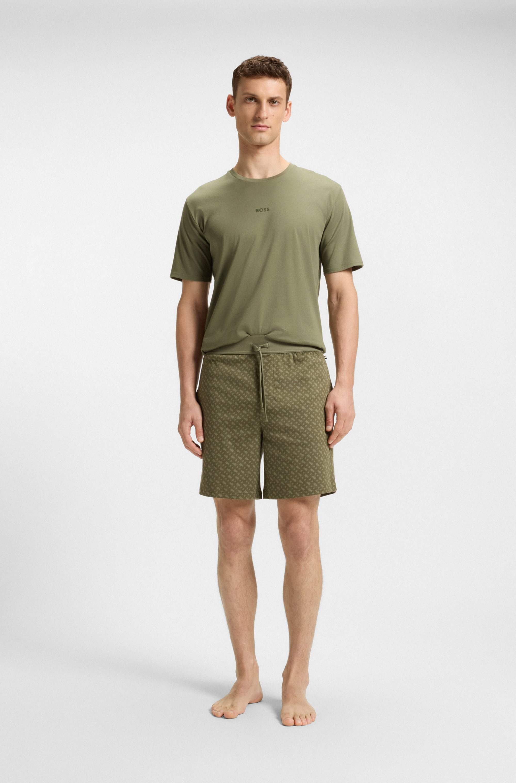 Two-piece branded pyjama set in interlock cotton