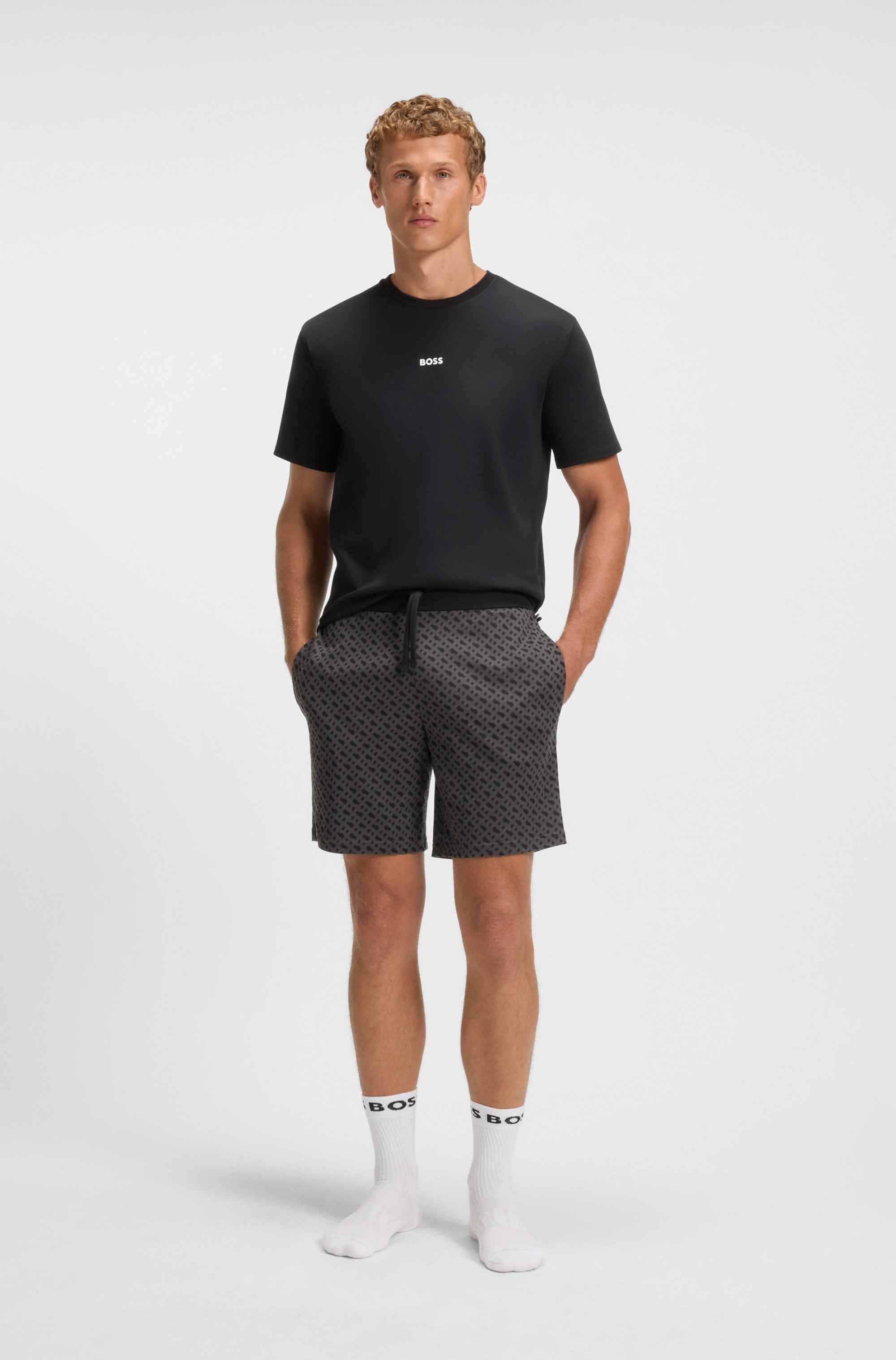 Two-piece branded pyjama set in interlock cotton