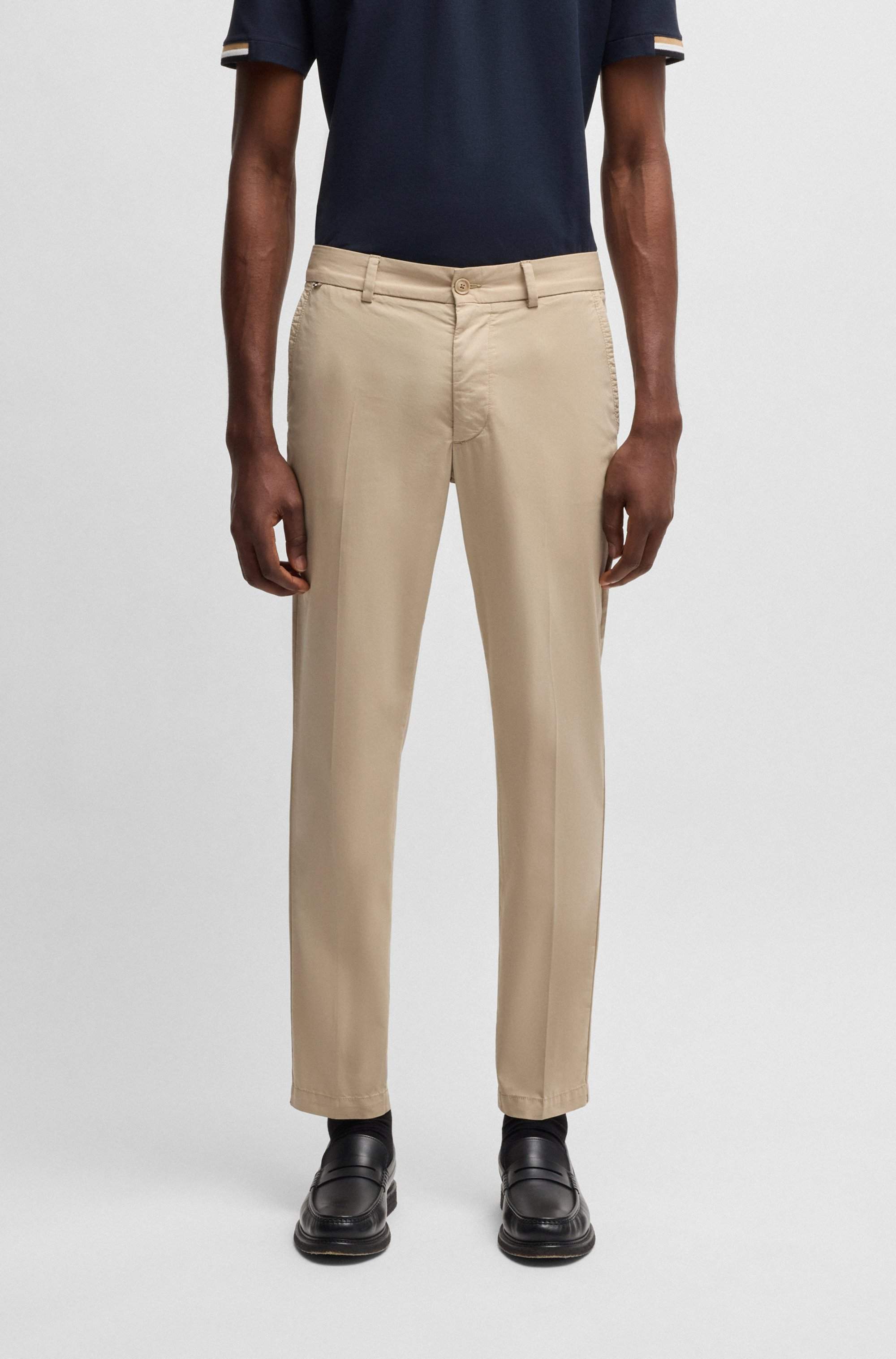 Slim-fit trousers in cotton-blend satin