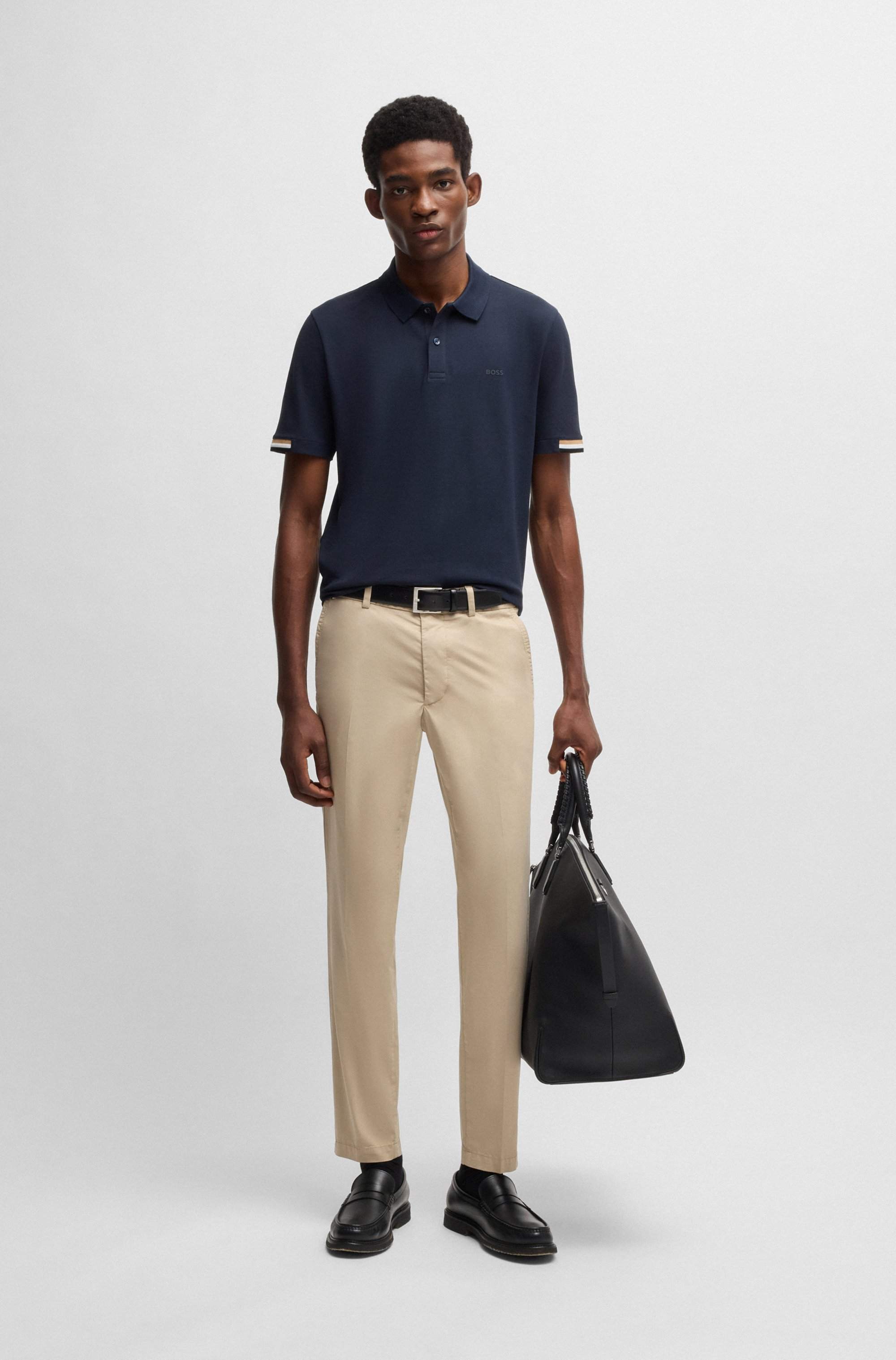 Slim-fit trousers in cotton-blend satin