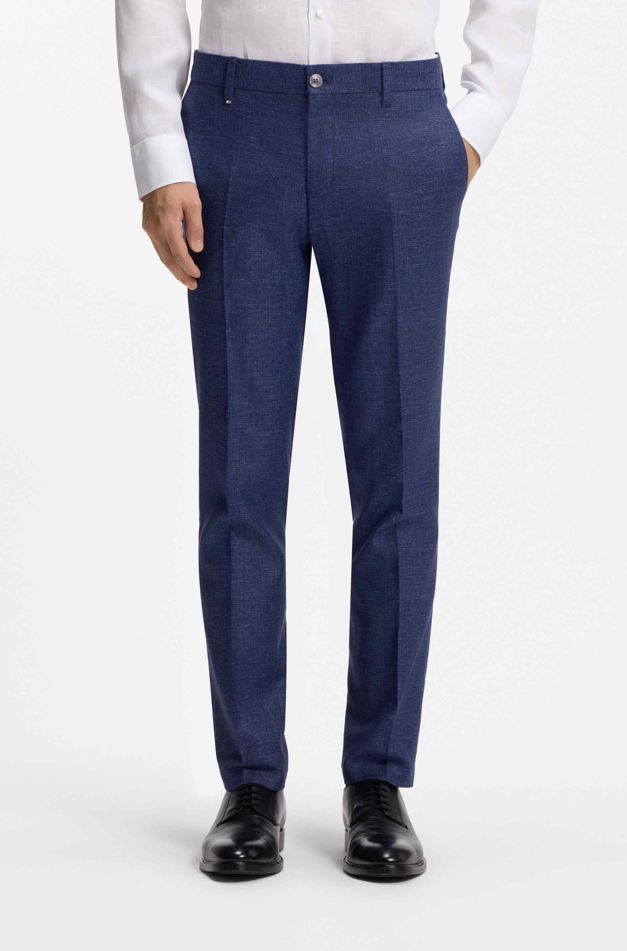 Formal trousers in micro-patterned stretch fabric