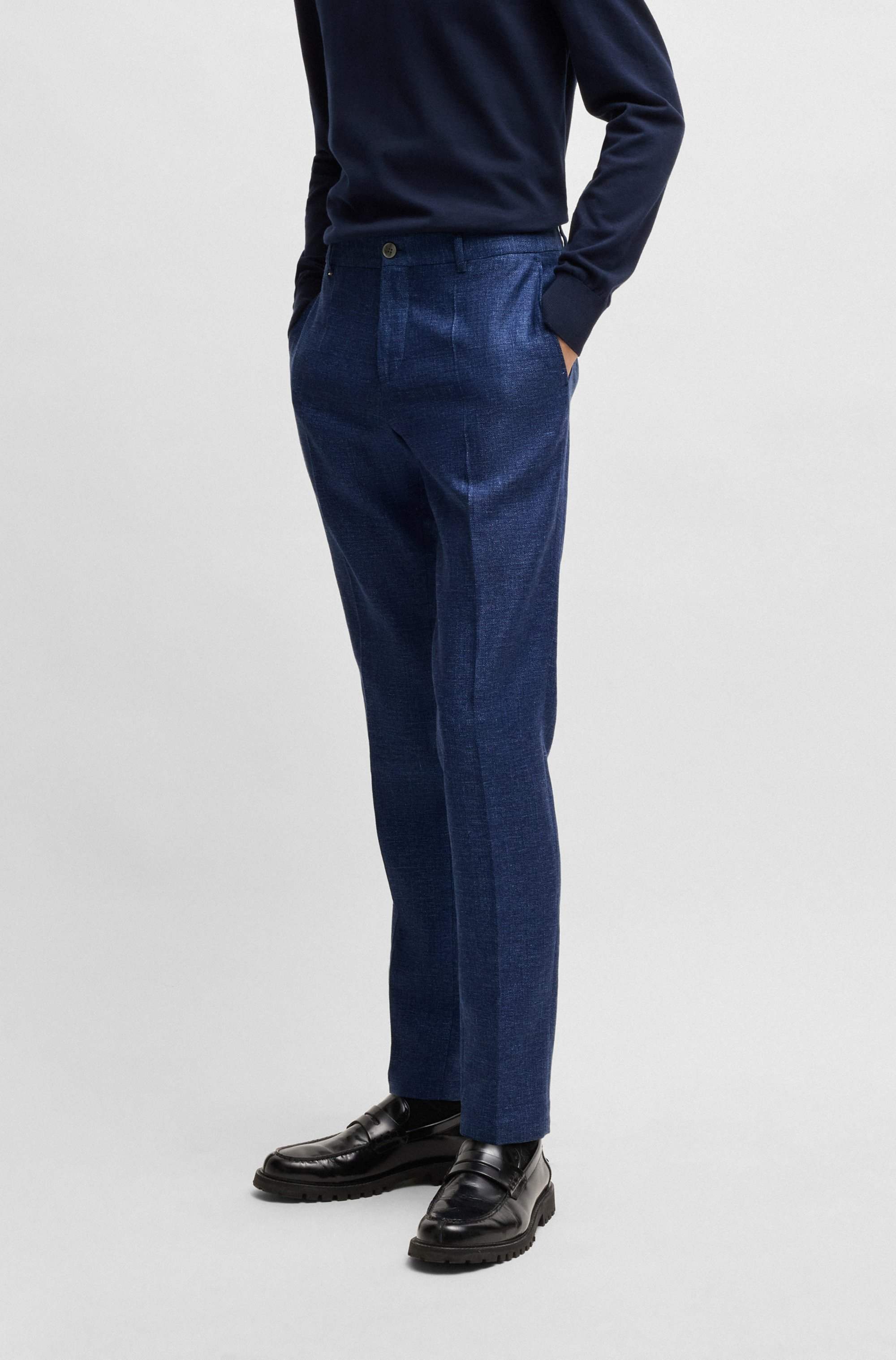 Formal trousers in micro-patterned stretch fabric