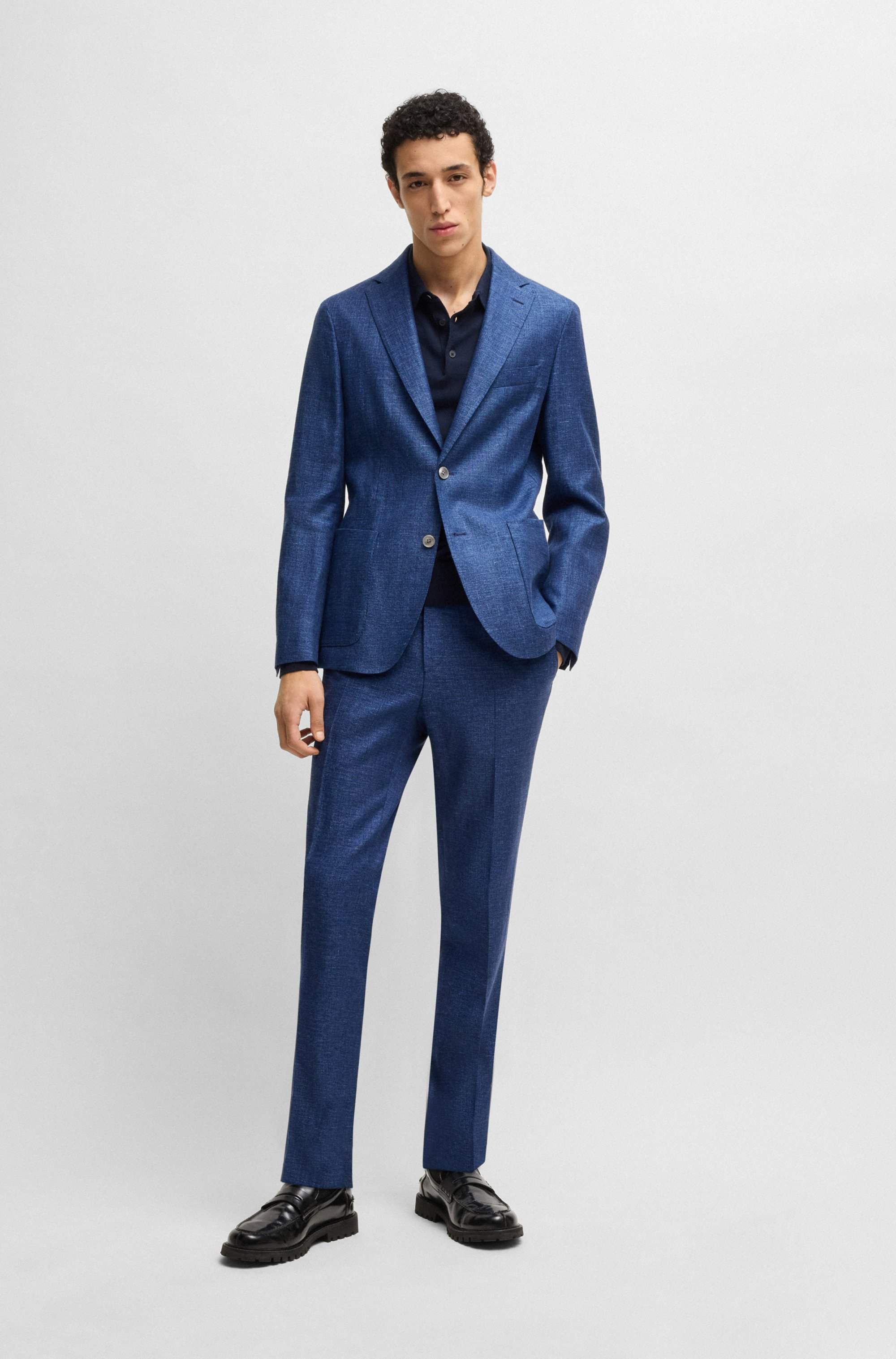 Formal trousers in micro-patterned stretch fabric