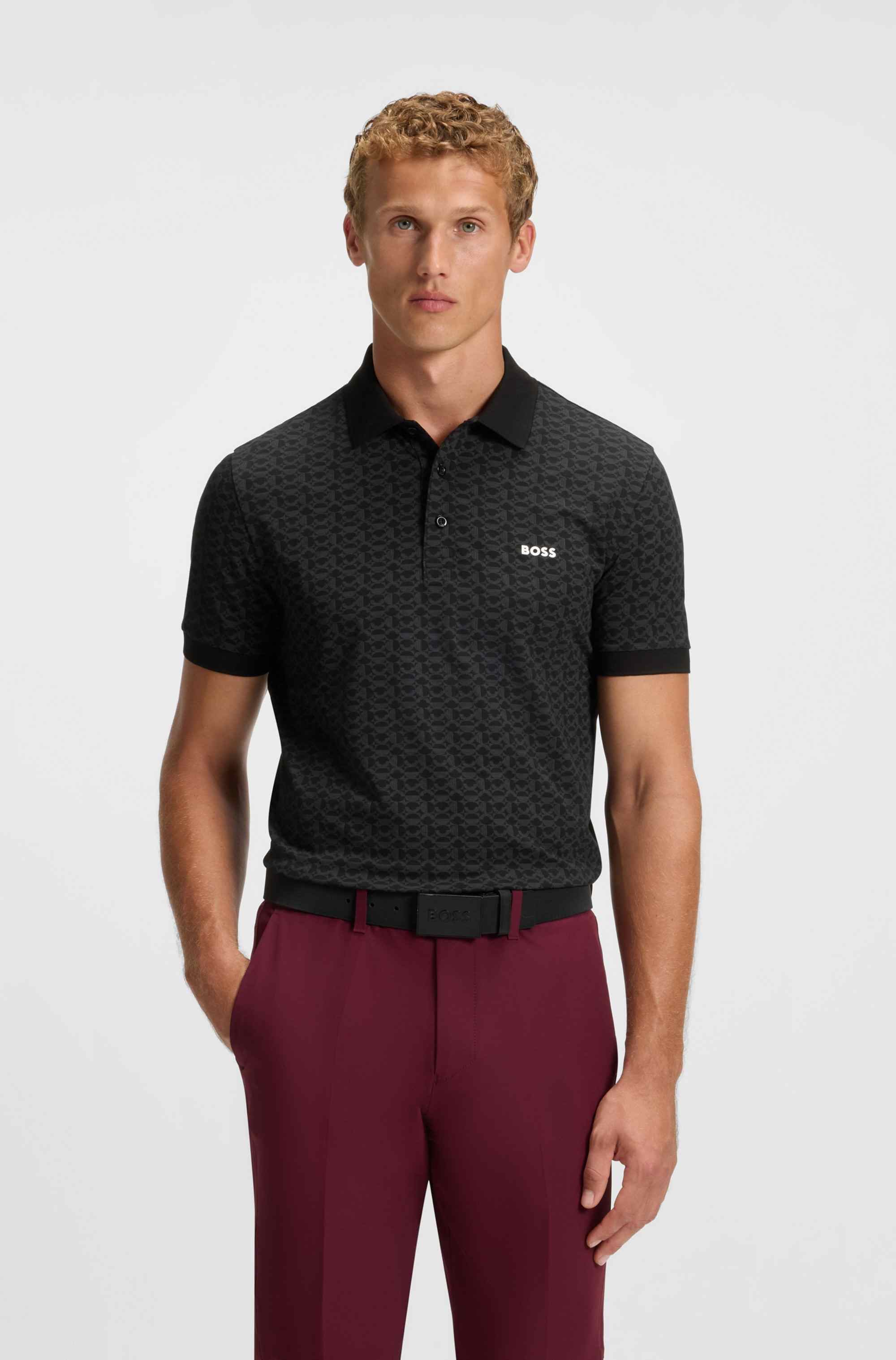 Paddy polo shirt in stretch cotton with printed pattern