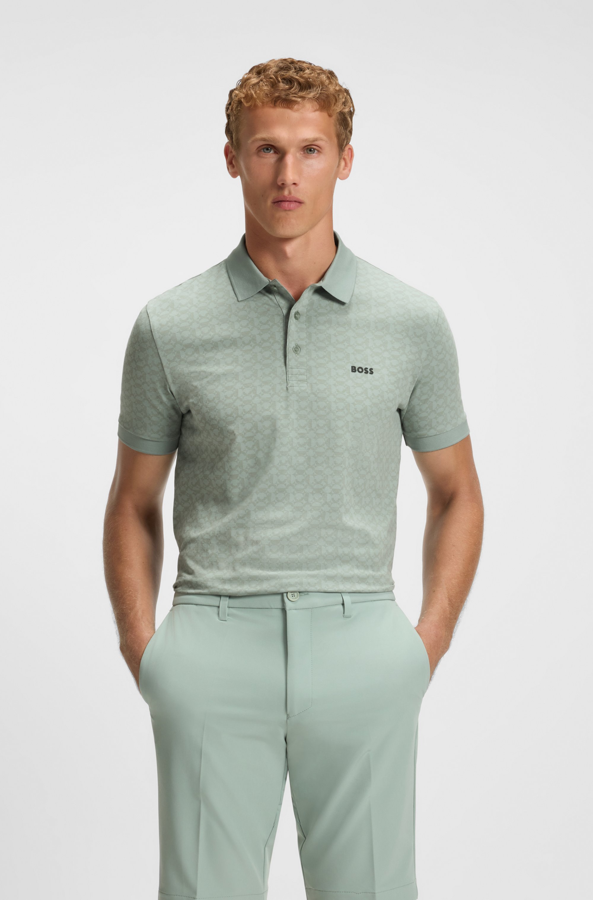 Paddy polo shirt in stretch cotton with printed pattern