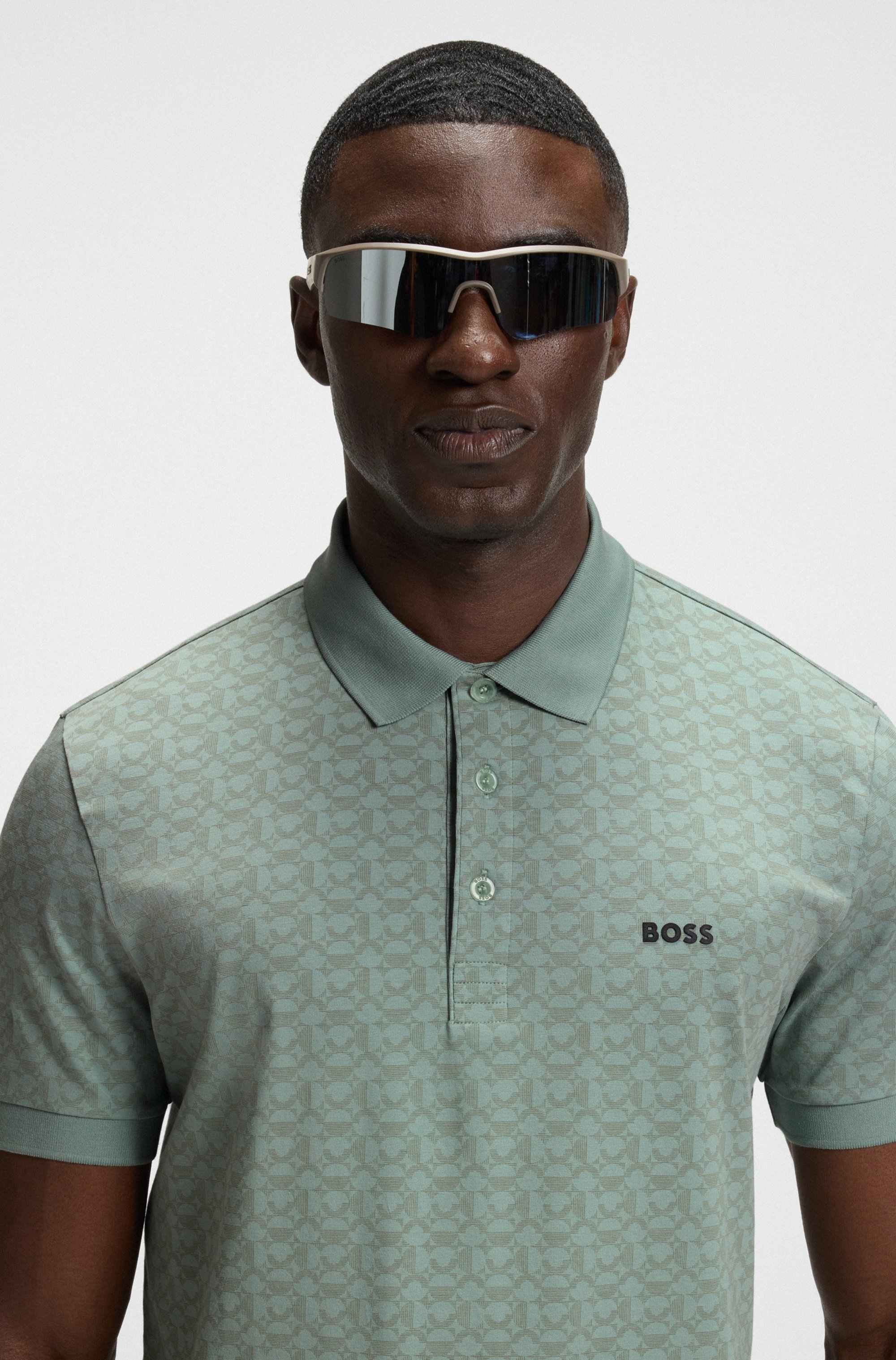 Paddy polo shirt in stretch cotton with printed pattern