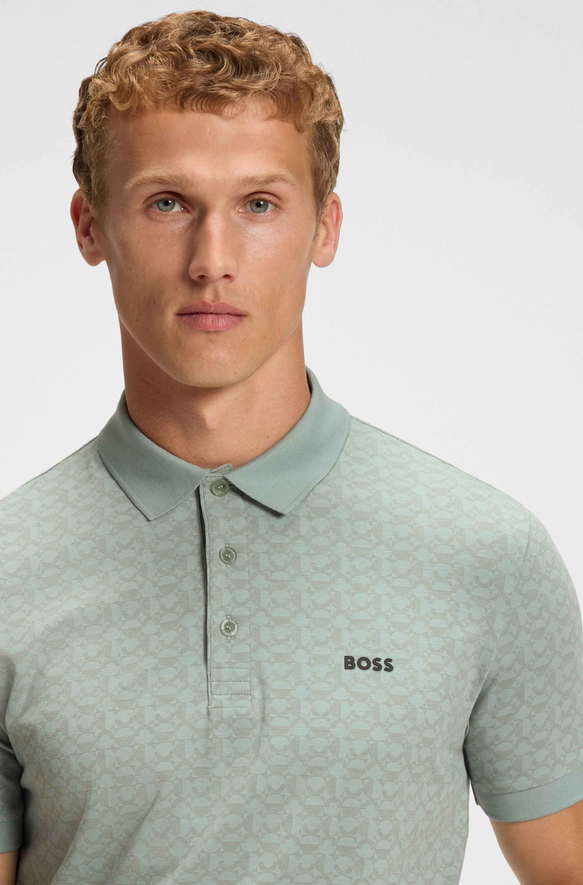 Paddy polo shirt in stretch cotton with printed pattern
