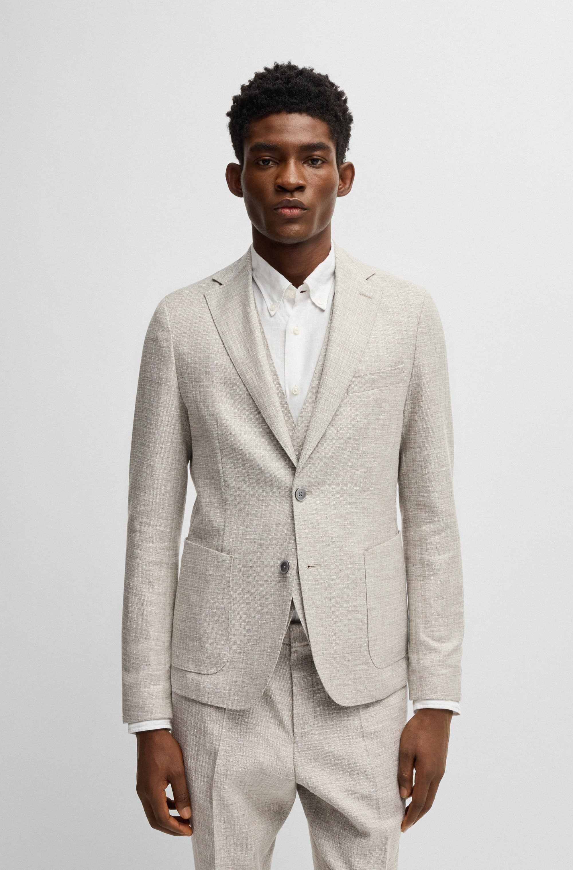 Slim-fit blazer in micro-patterned fabric
