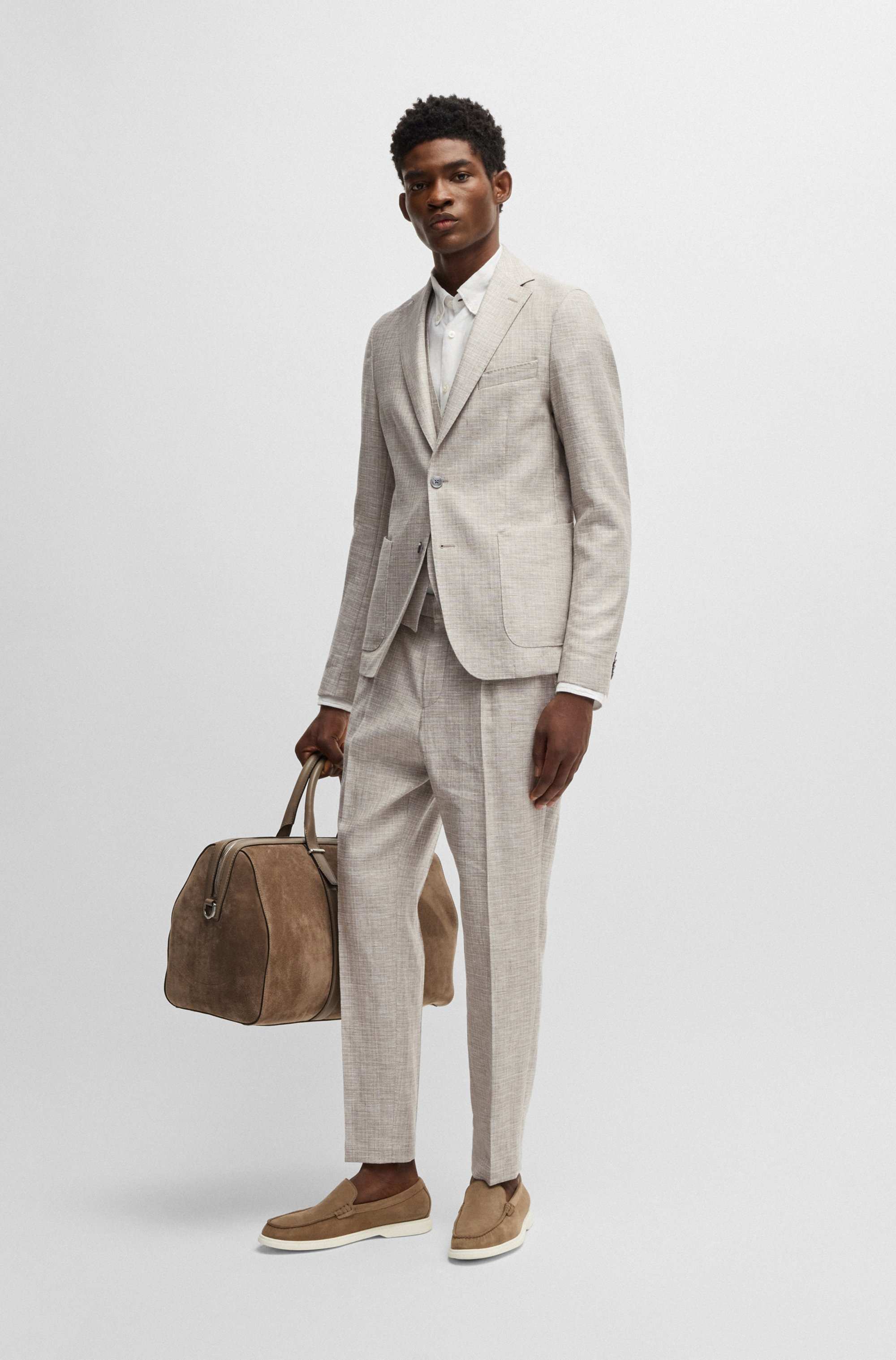 Slim-fit blazer in micro-patterned fabric