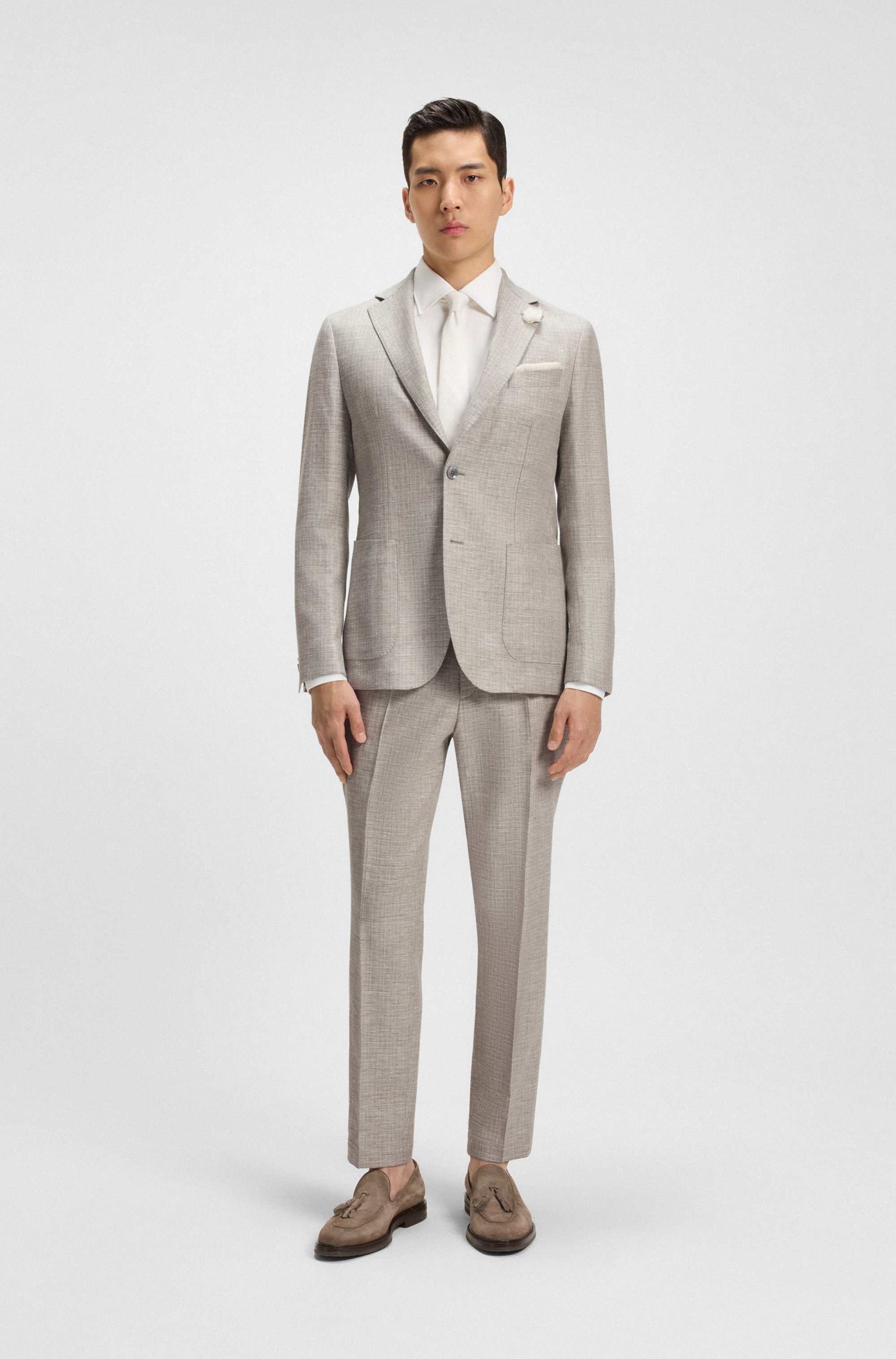 Slim-fit blazer in micro-patterned fabric