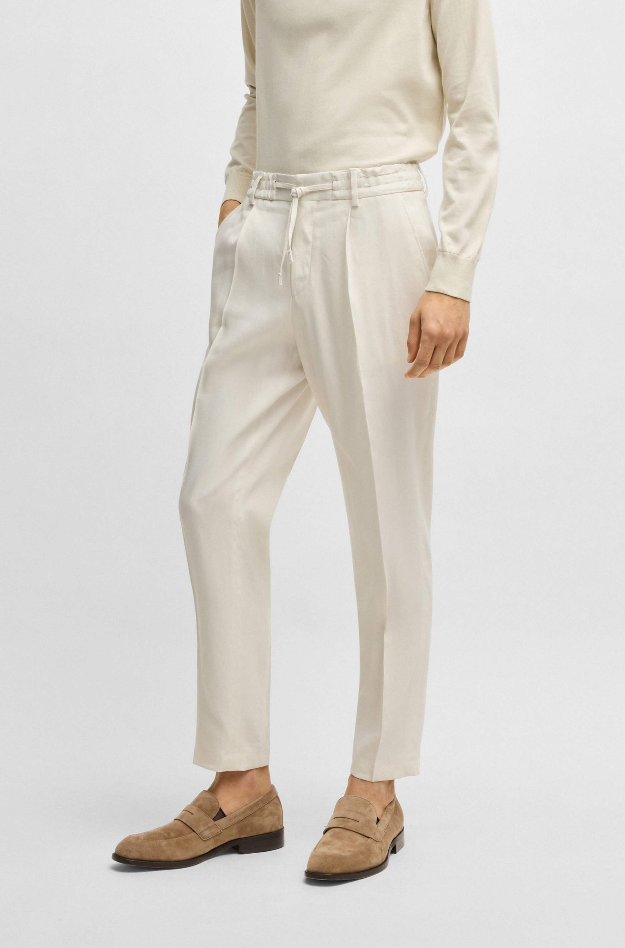 Tapered-fit machine-washable tailored trousers in a linen blend