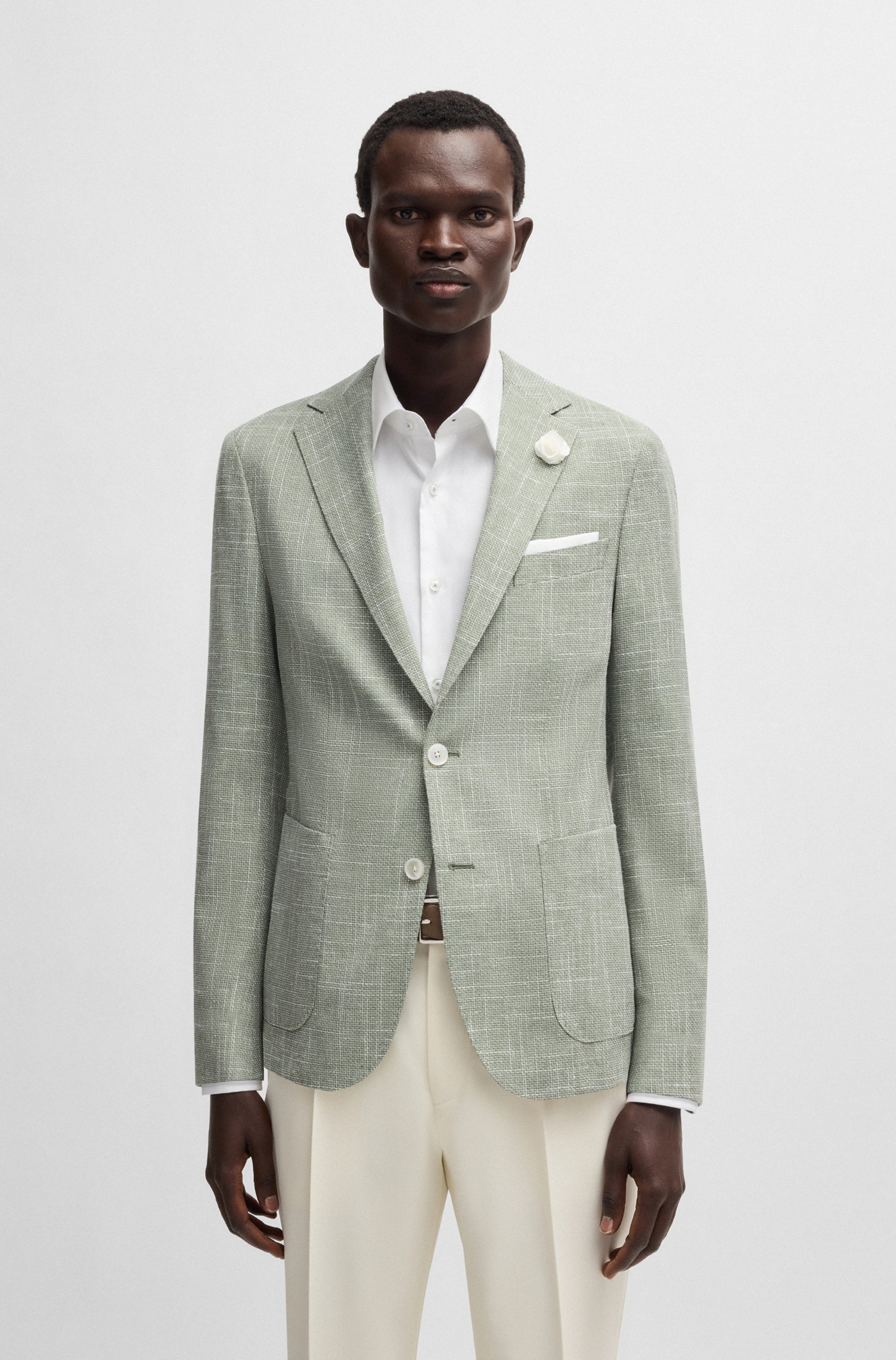 Slim-fit blazer in micro-patterned fabric