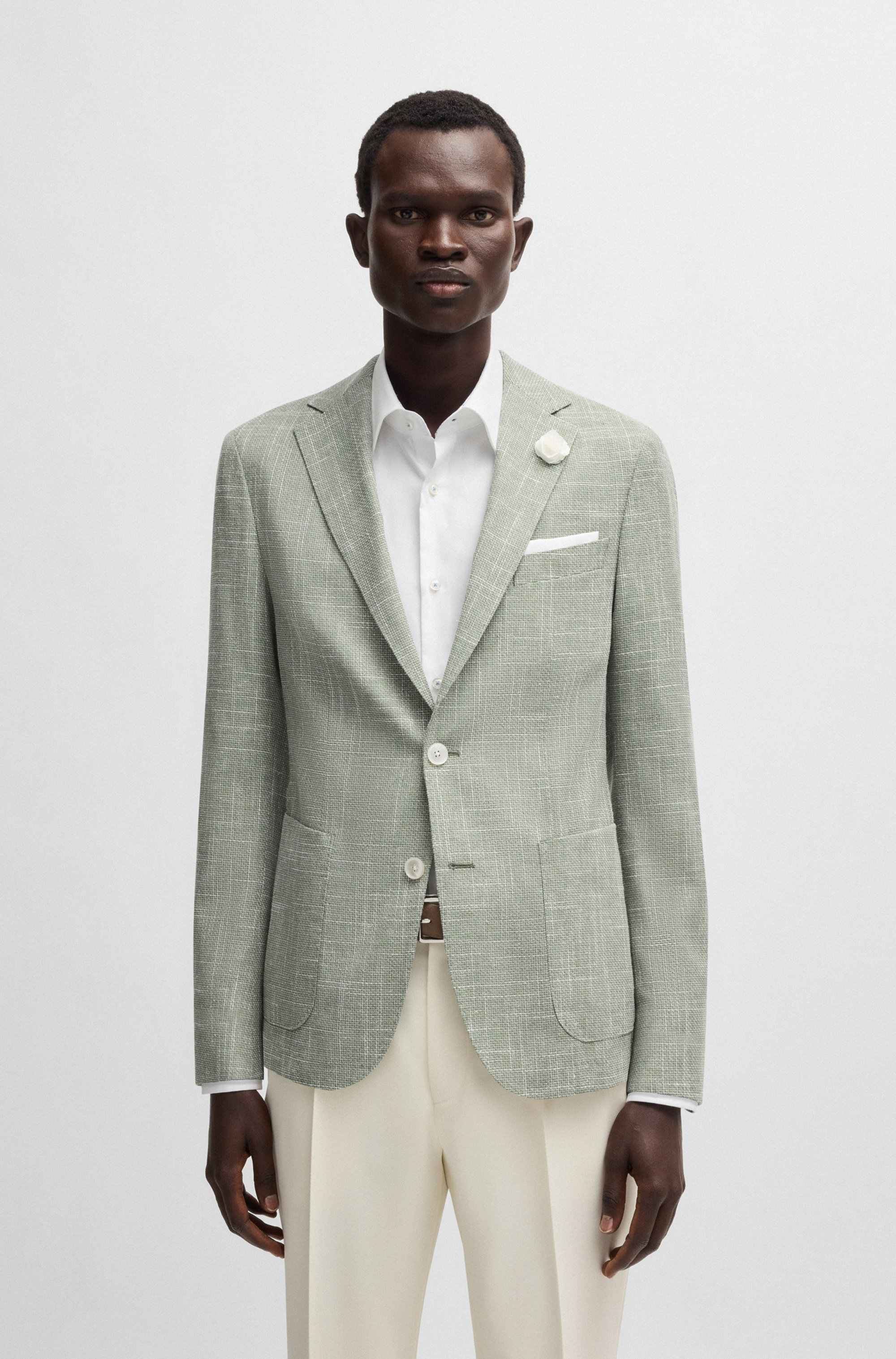 Slim-fit blazer in micro-patterned fabric