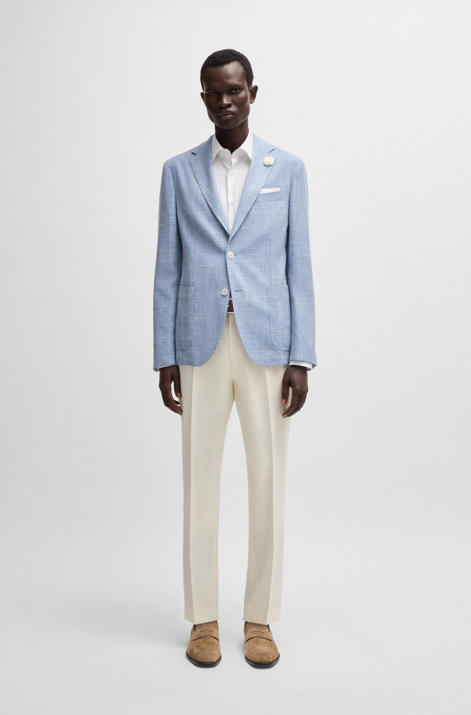 Slim-fit blazer in micro-patterned fabric