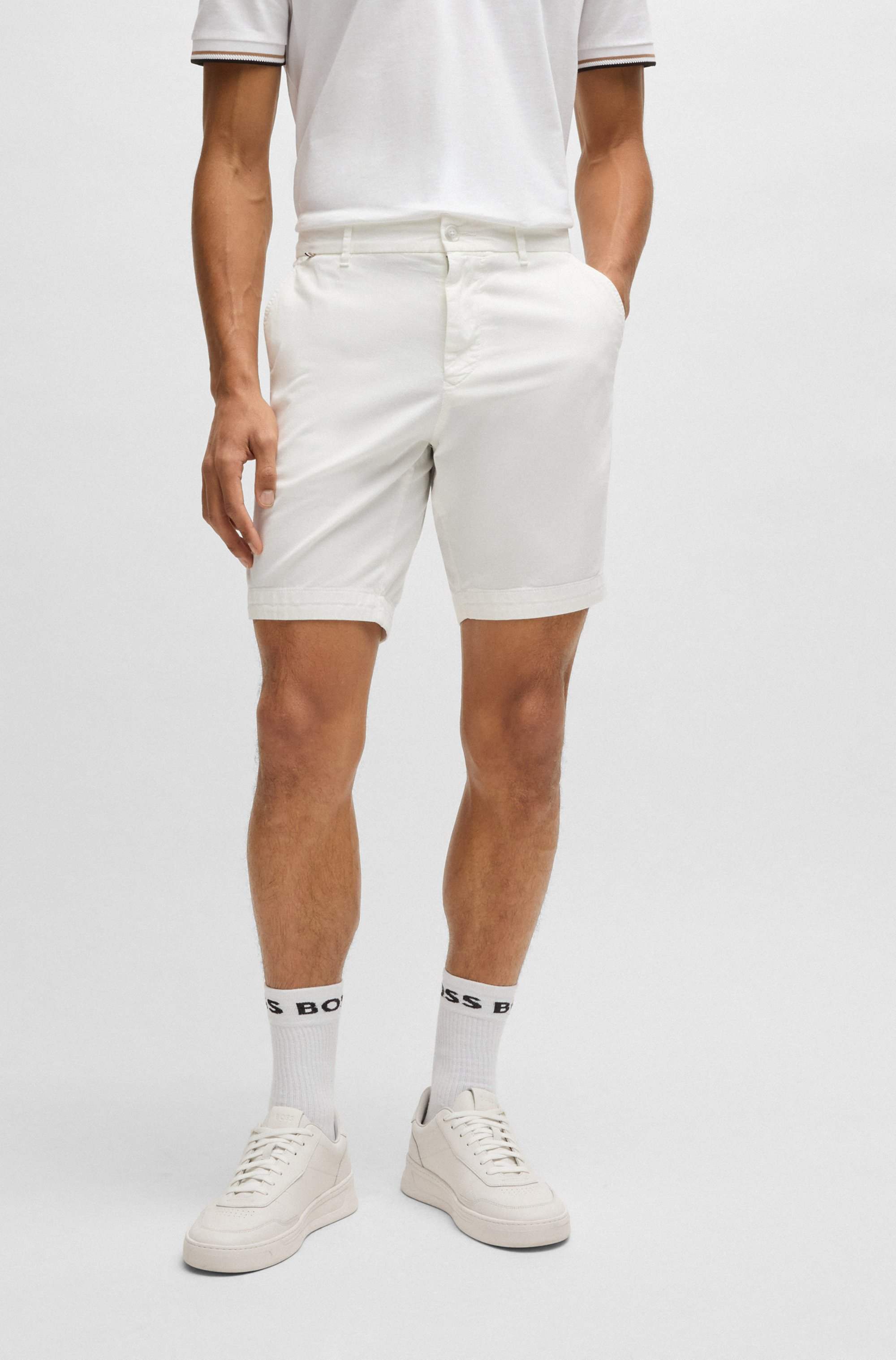 Slim-fit shorts in stretch-cotton twill