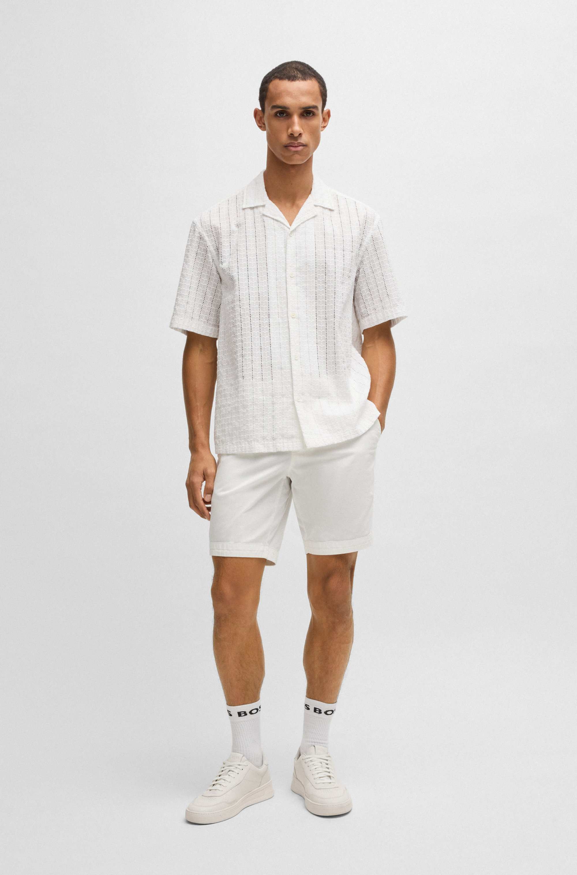 Slim-fit shorts in stretch-cotton twill