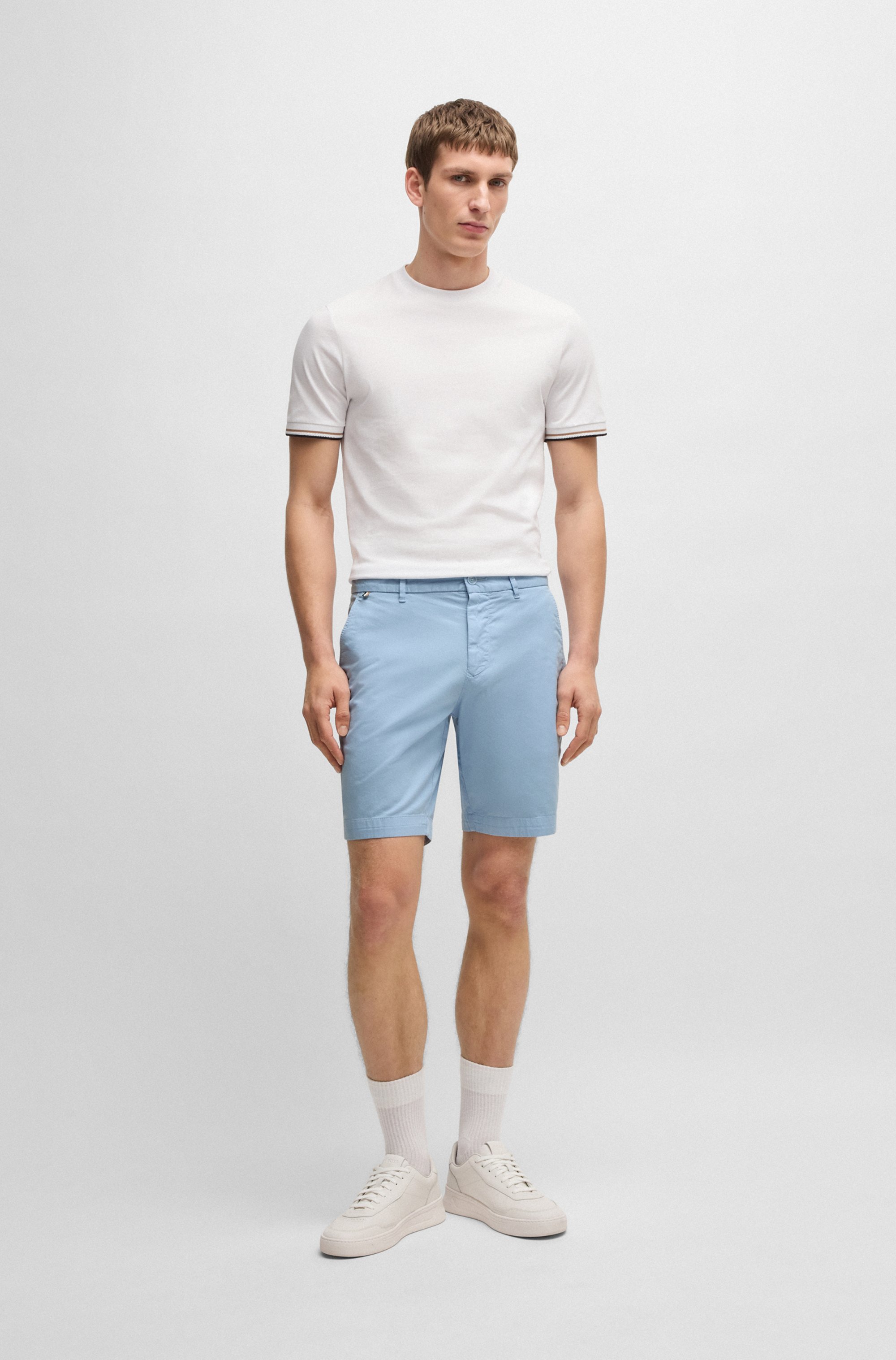 Slim-fit shorts in stretch-cotton twill