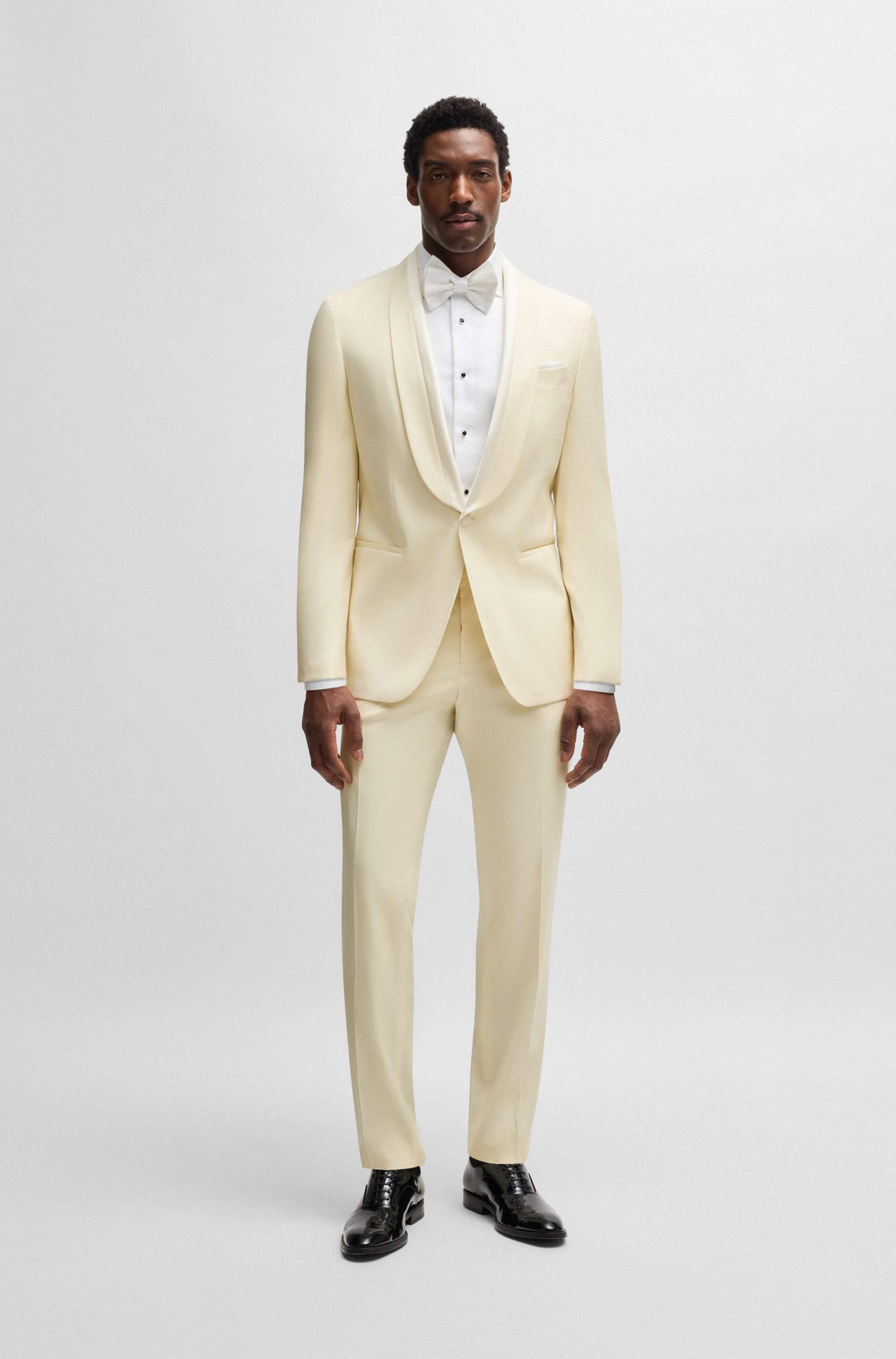 Wool-blend tuxedo with silk-blend trims