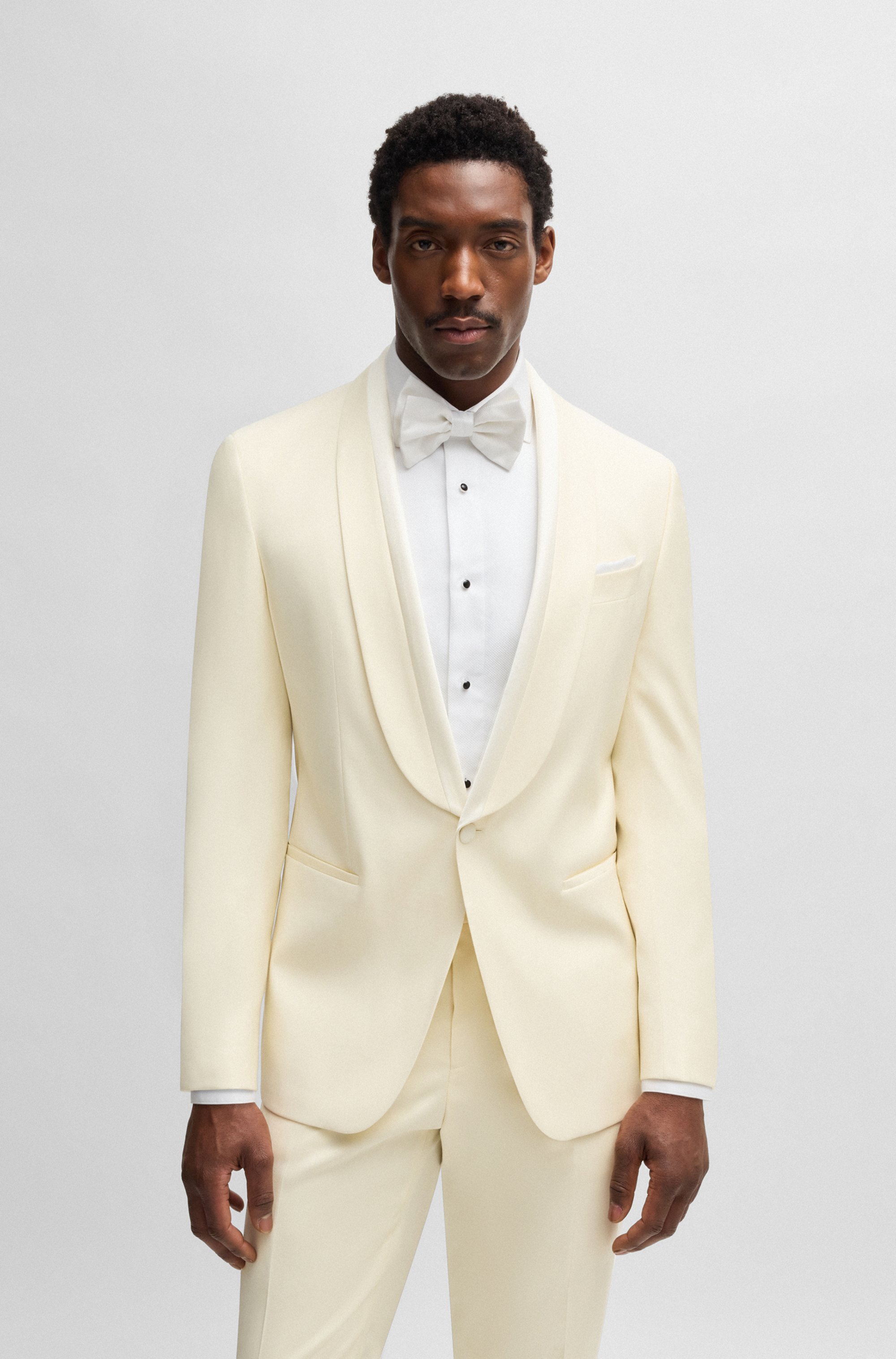 Wool-blend tuxedo with silk-blend trims