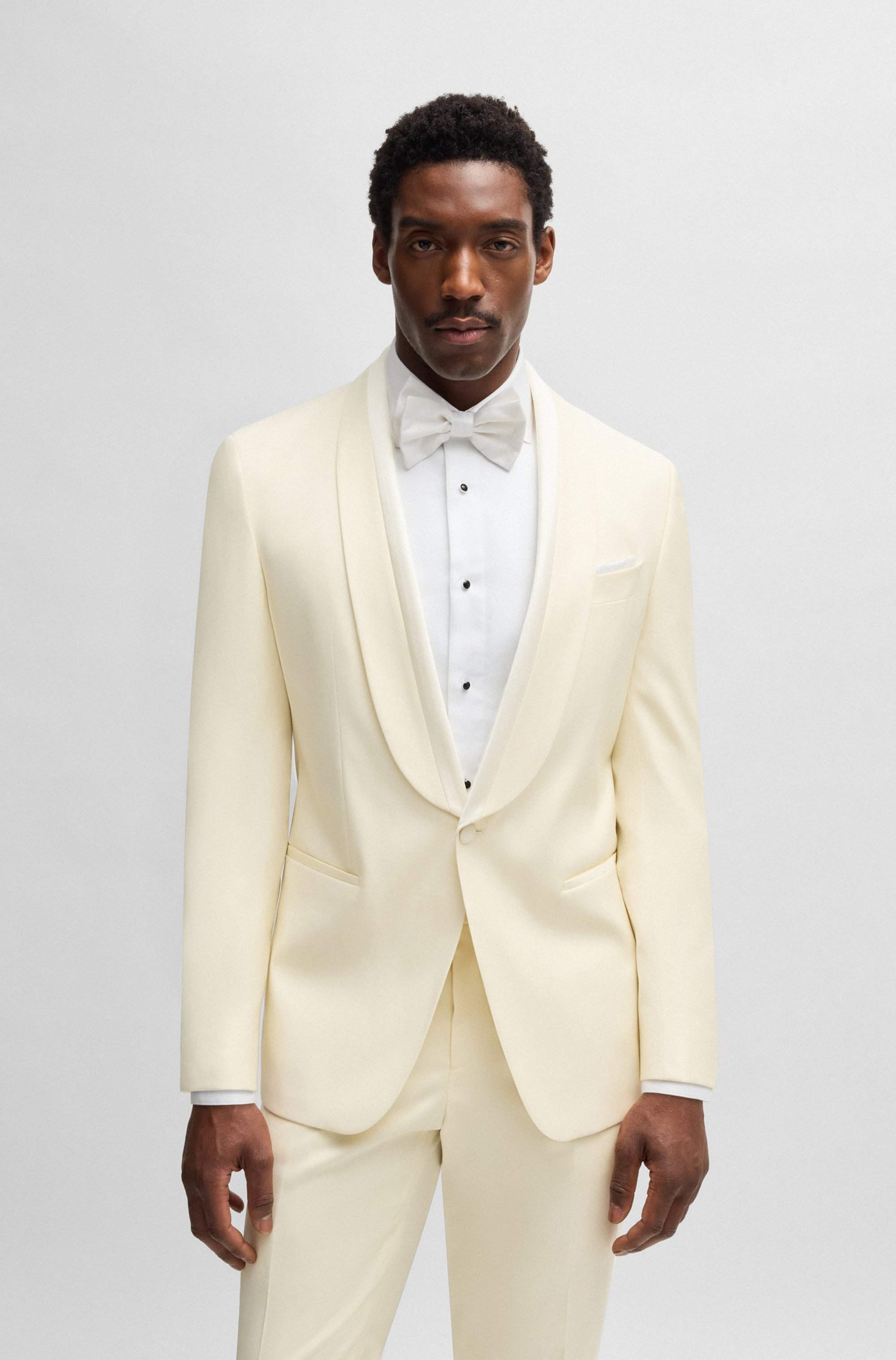 Wool-blend tuxedo with silk-blend trims