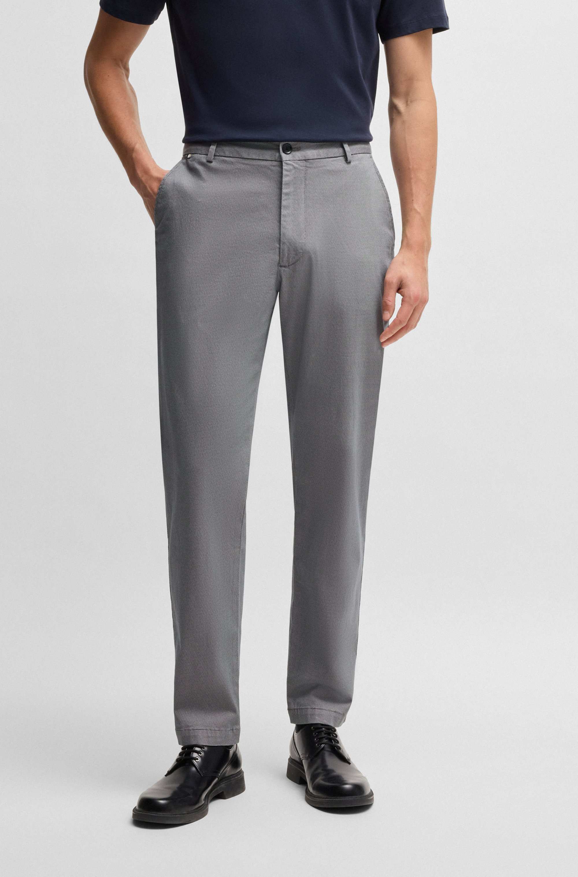 Regular-fit trousers in printed stretch cotton