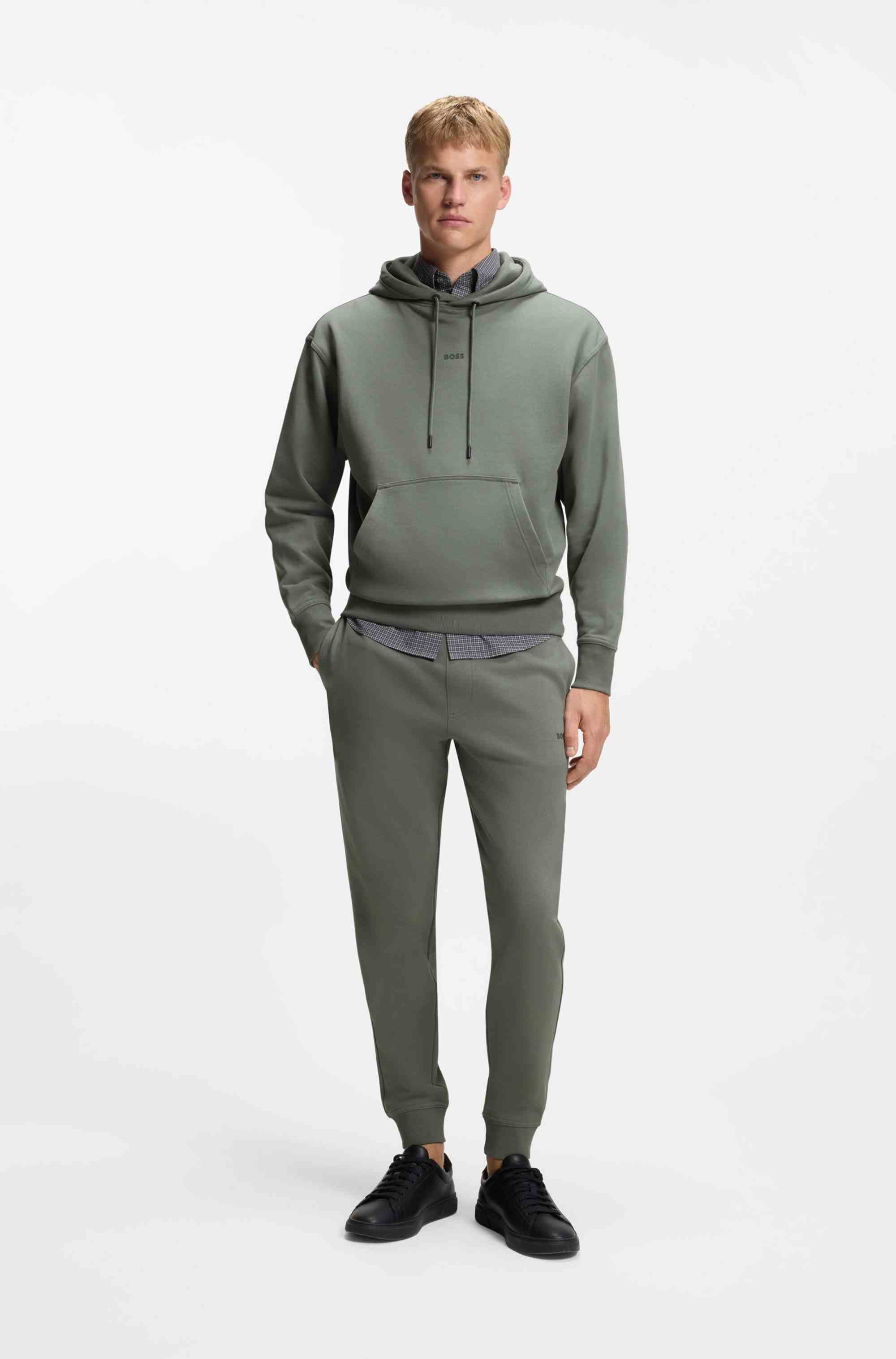 Cotton-terry tracksuit set with contrast logos