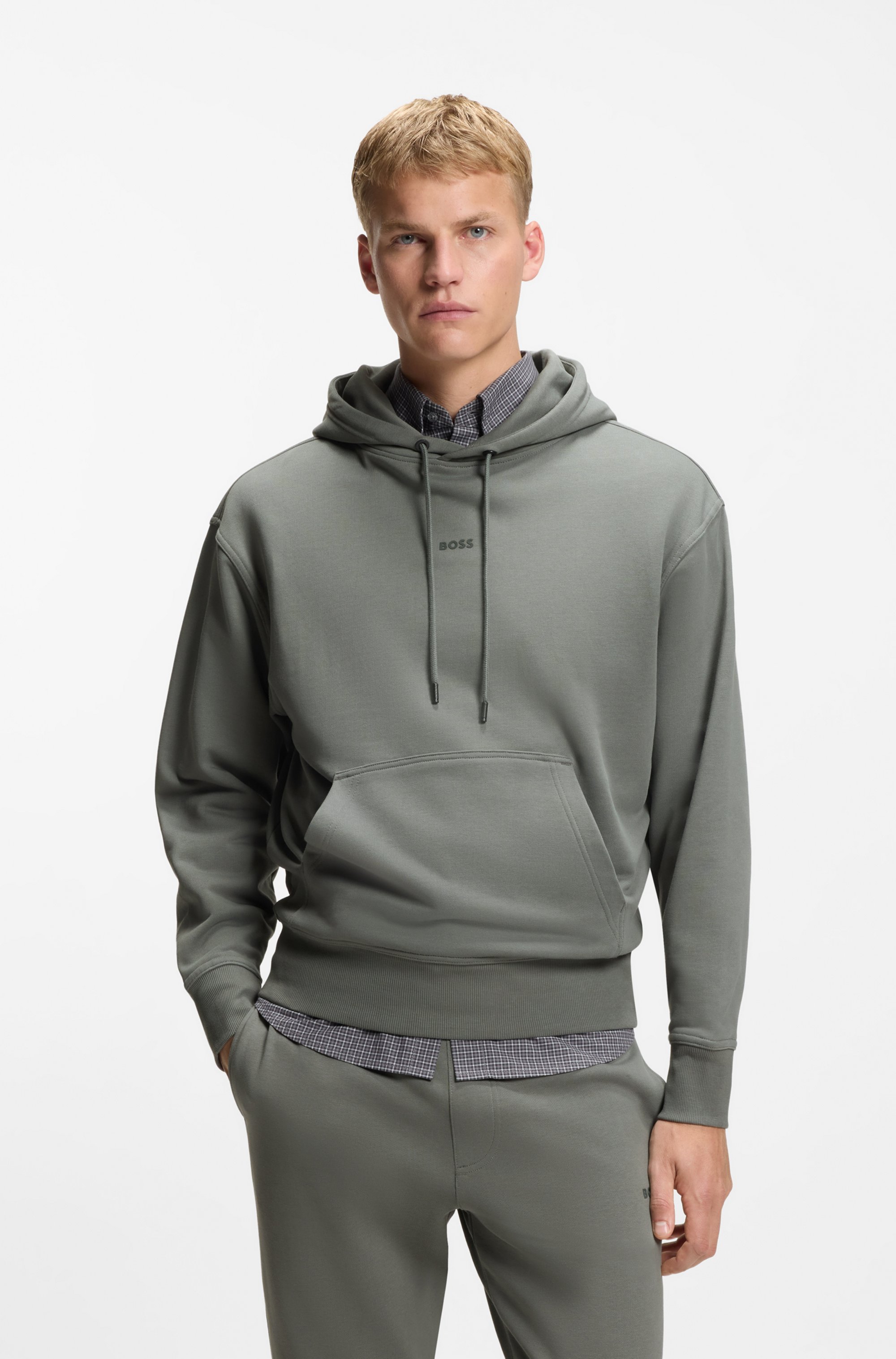 Cotton-terry tracksuit set with contrast logos