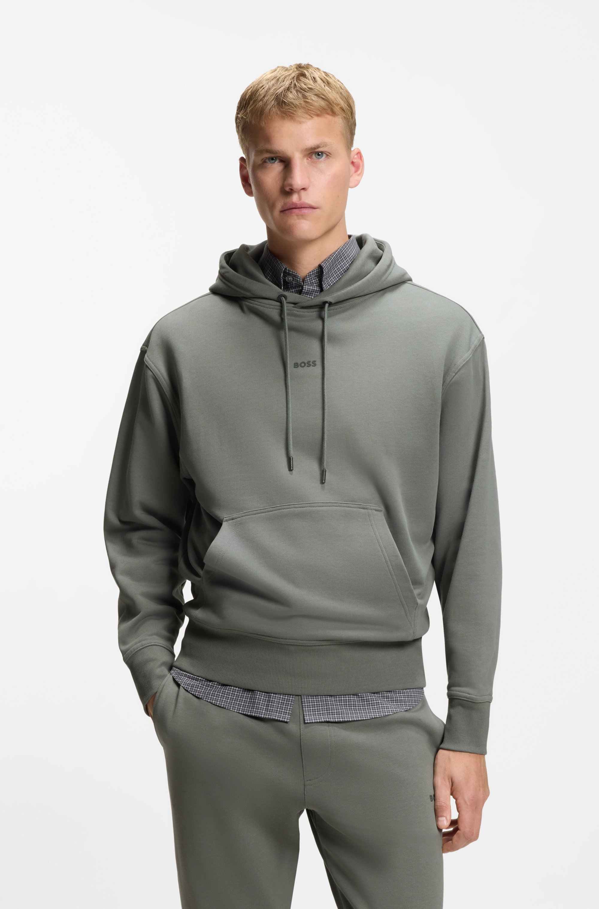 Cotton-terry tracksuit set with contrast logos