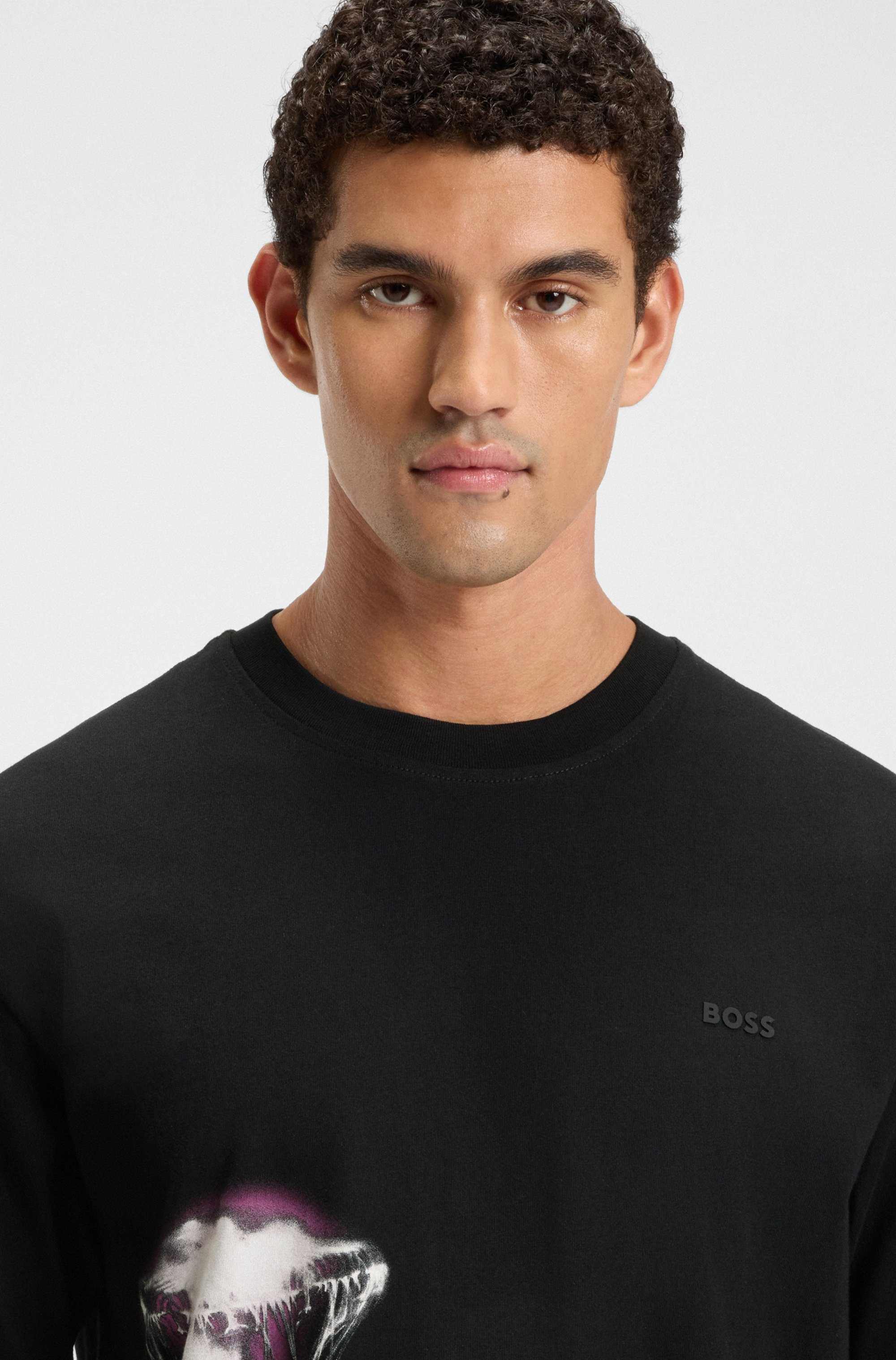 Cotton-jersey T-shirt with jellyfish print