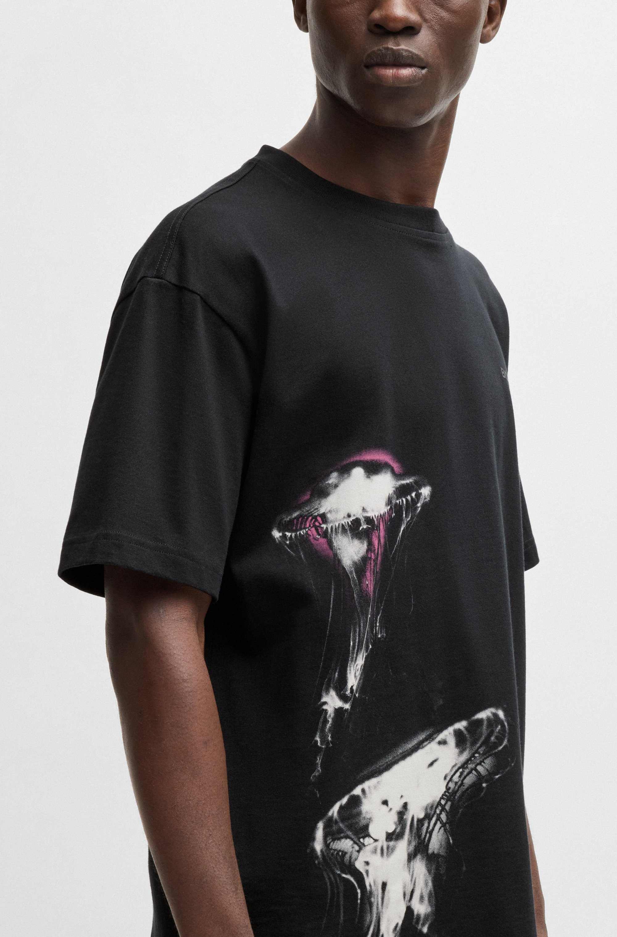 Cotton-jersey T-shirt with jellyfish print