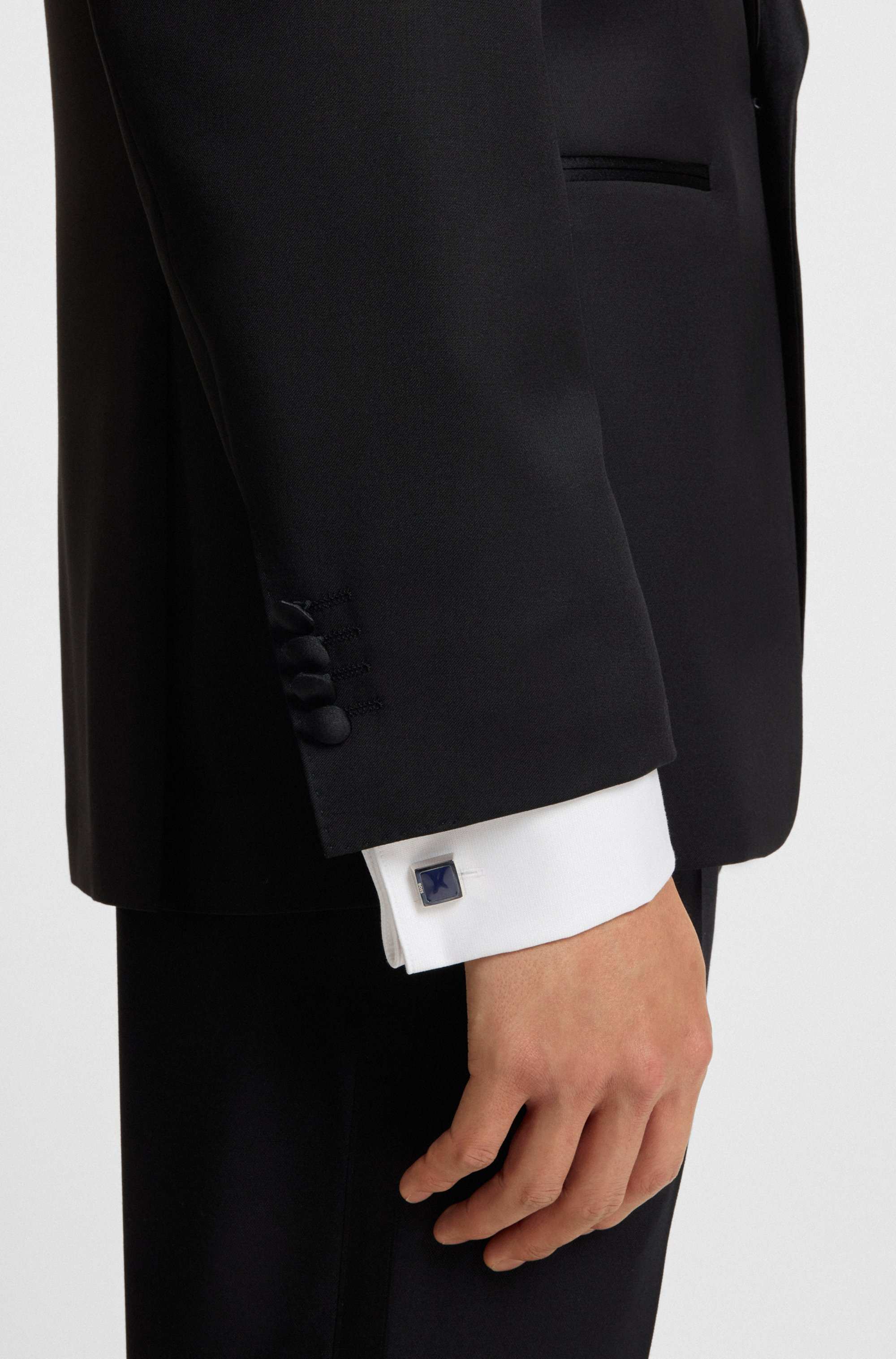 Square brass cufflinks with enamel insert