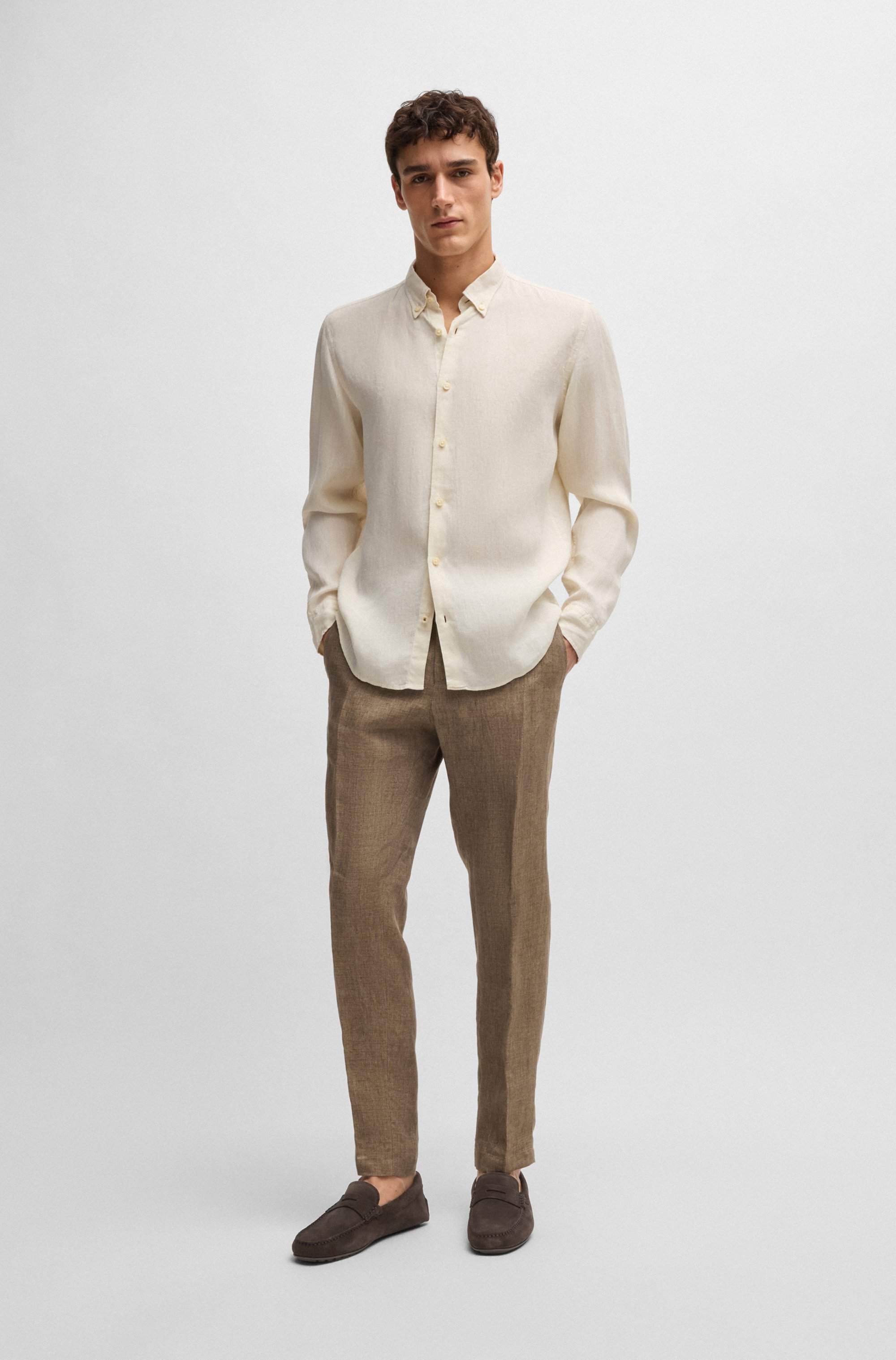 Suede moccasins with penny trim