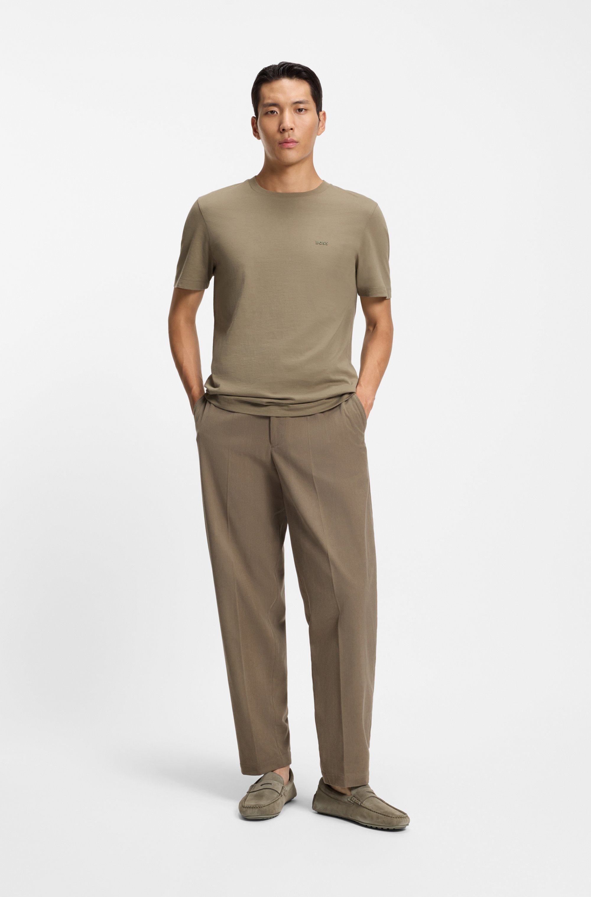 Suede moccasins with penny trim