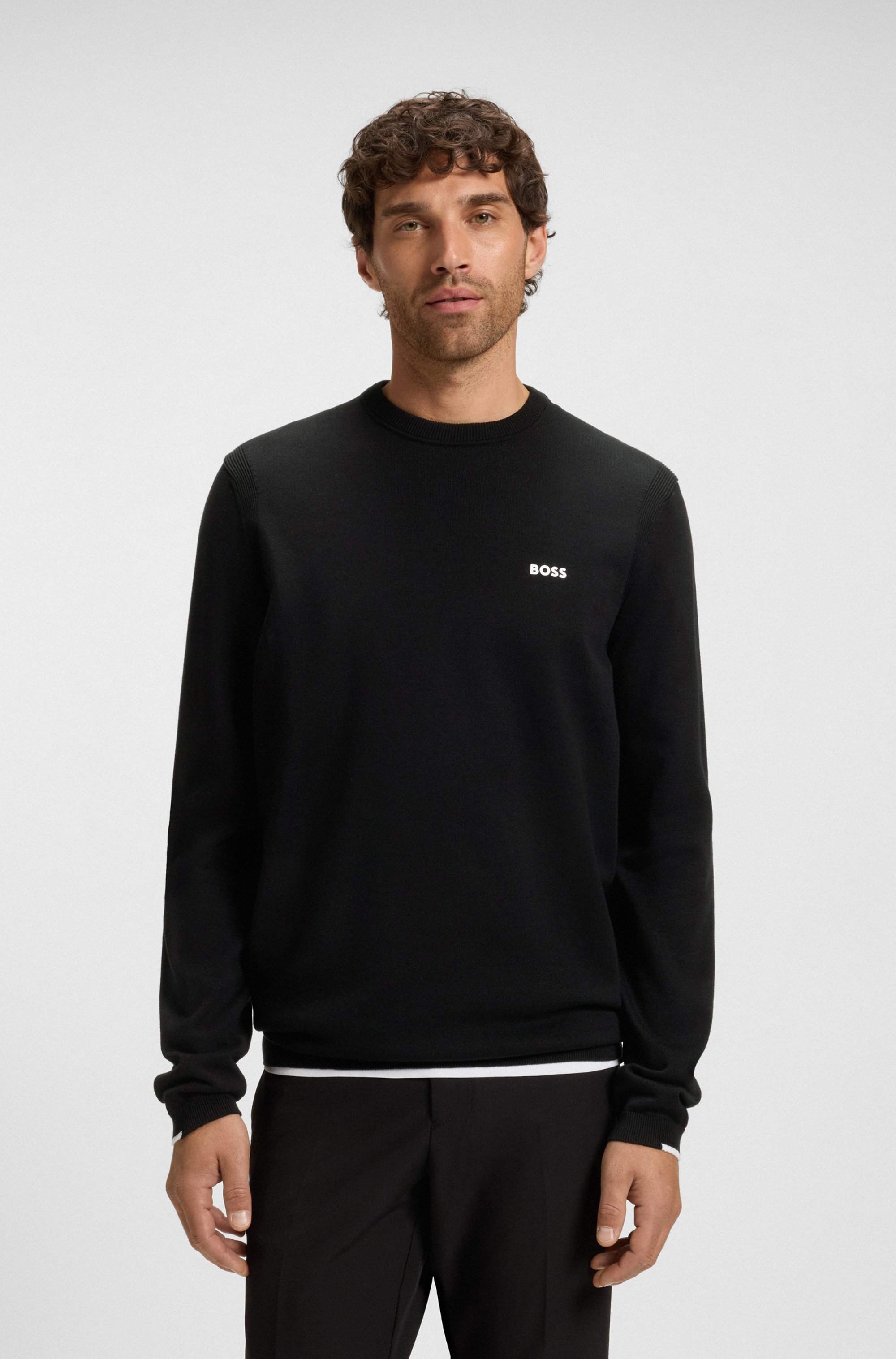 Cotton sweater with contrast details