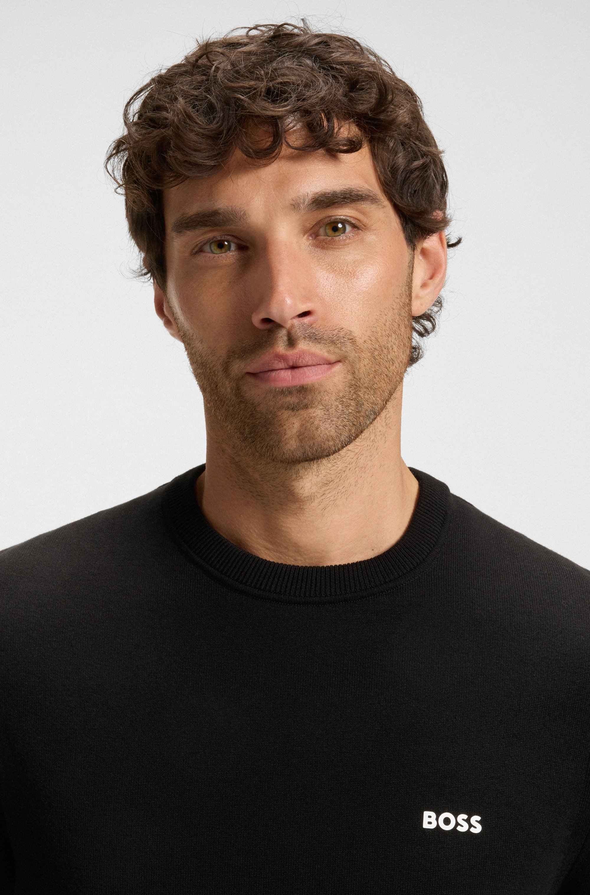 Cotton sweater with contrast details