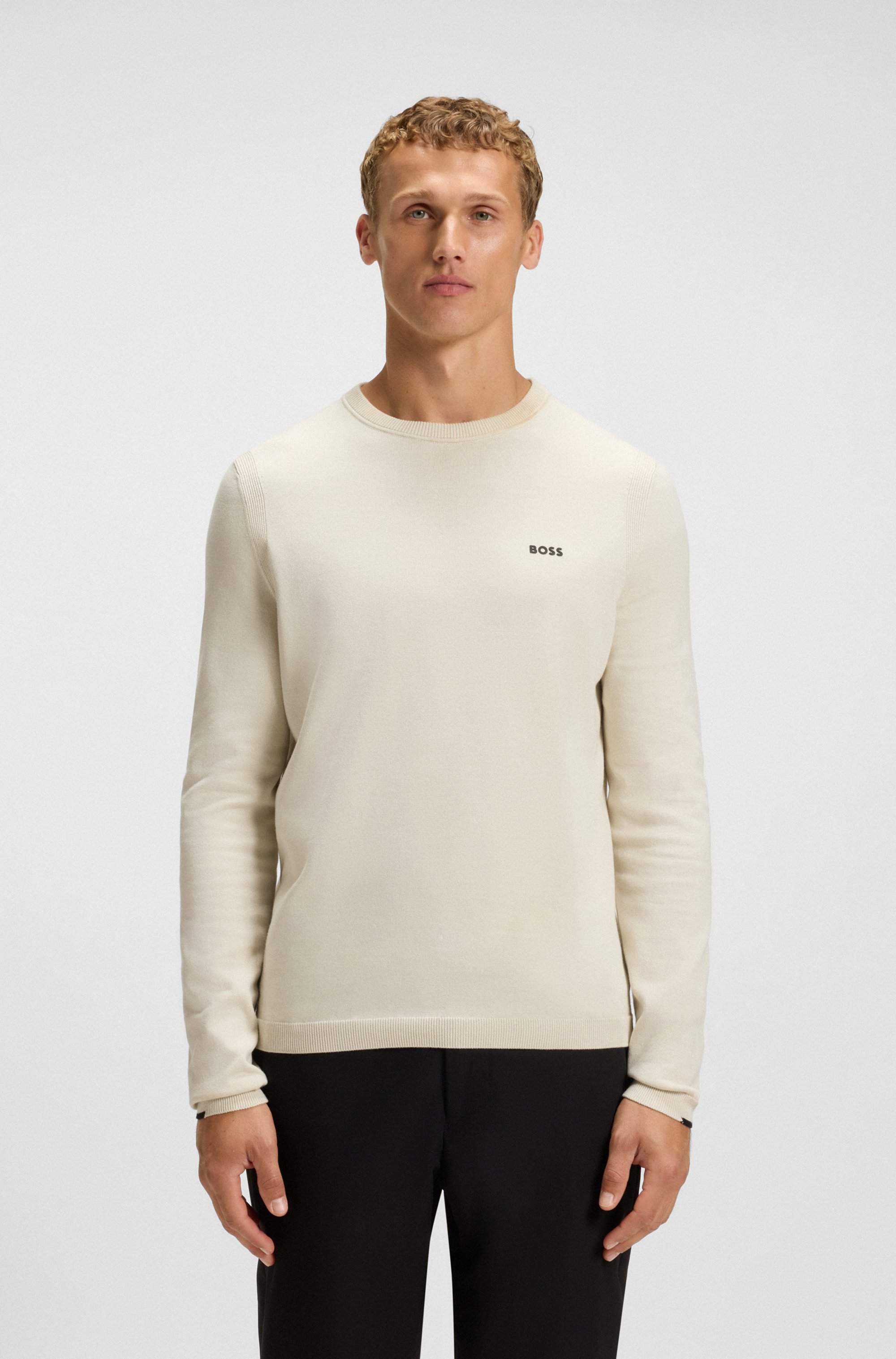 Cotton sweater with contrast details