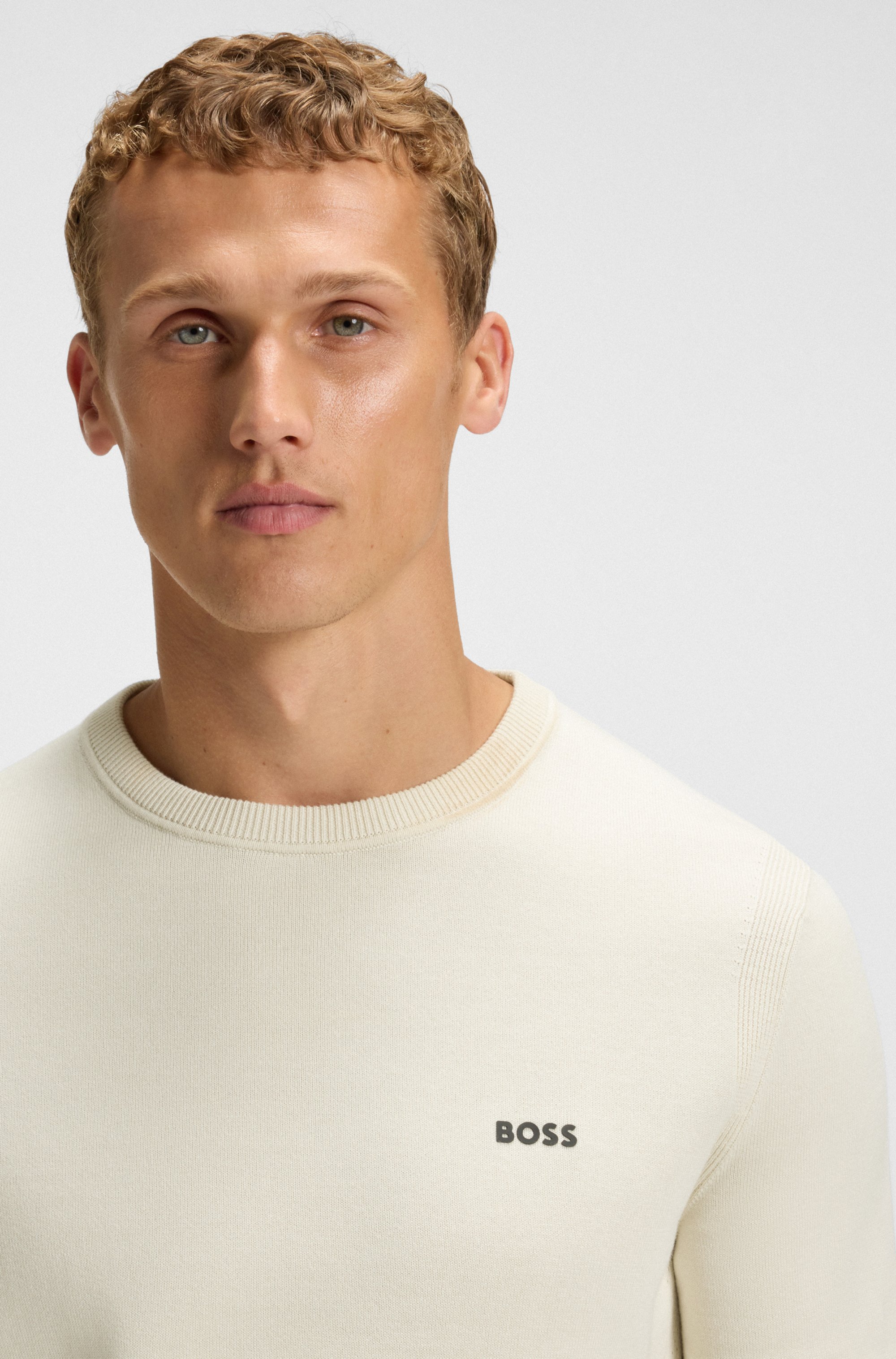 Cotton sweater with contrast details