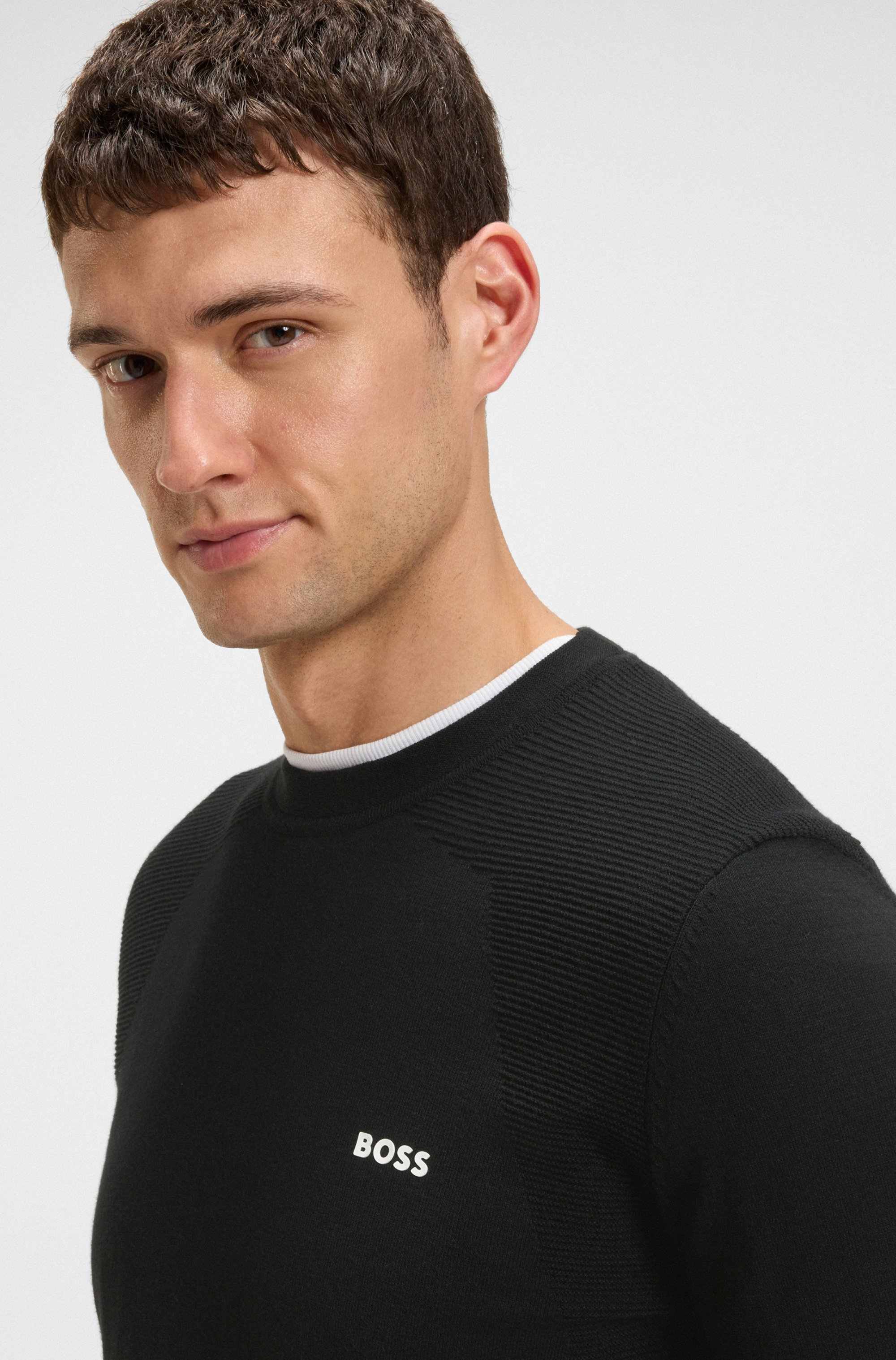 Cotton-blend sweater with body-mapping and contrast logo