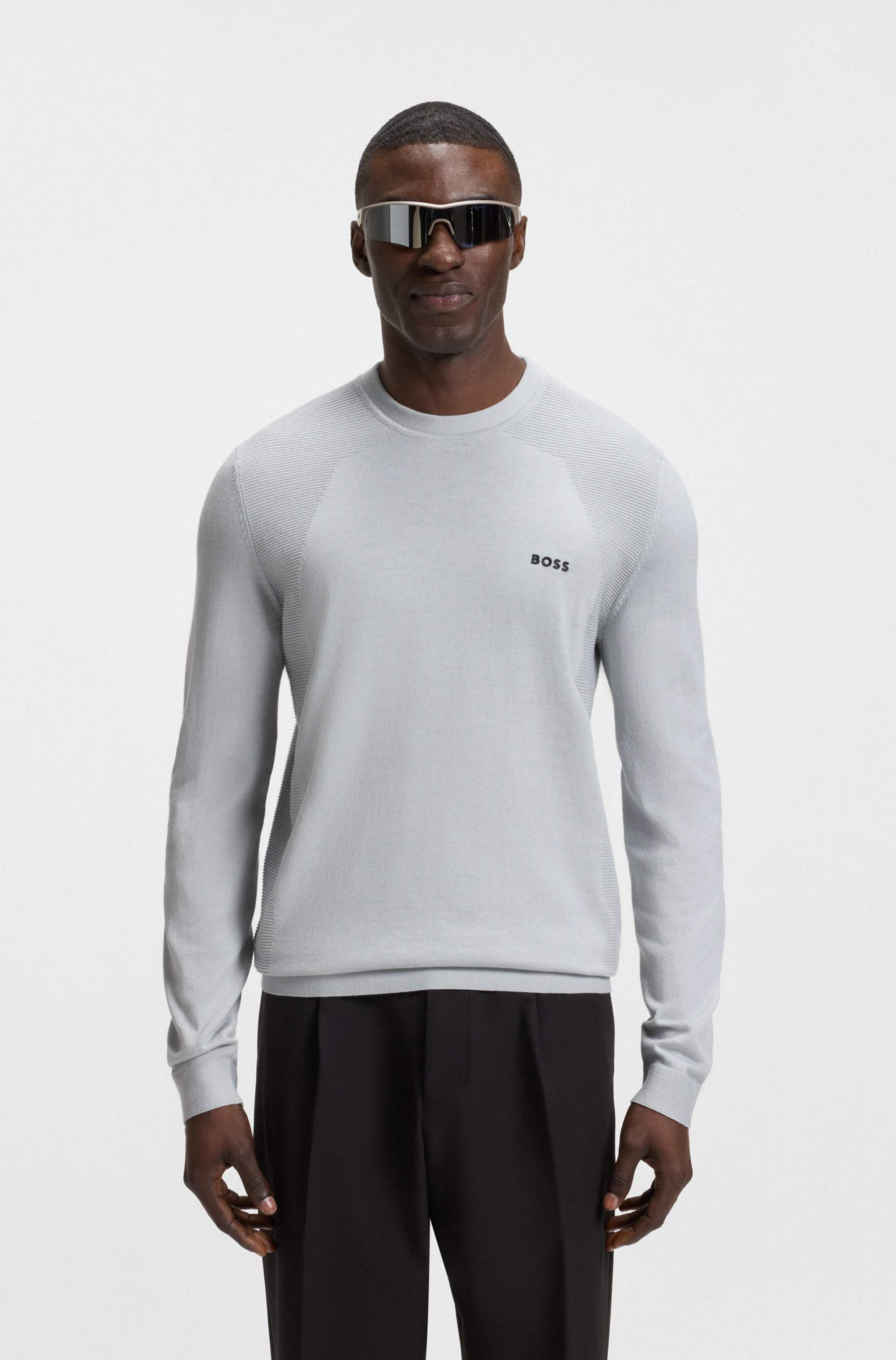 Cotton-blend sweater with body-mapping and contrast logo
