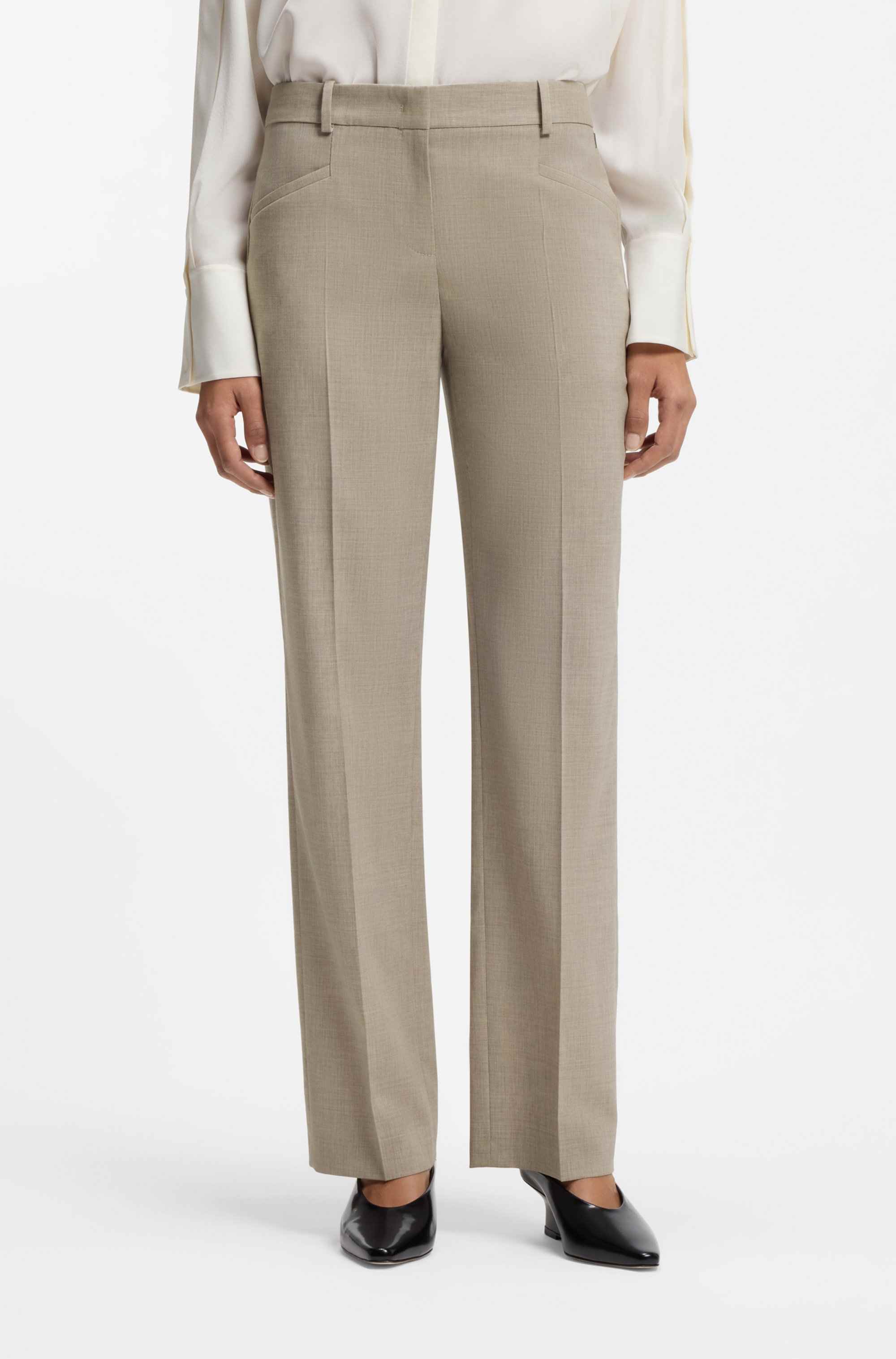Relaxed-fit trousers in melange virgin wool